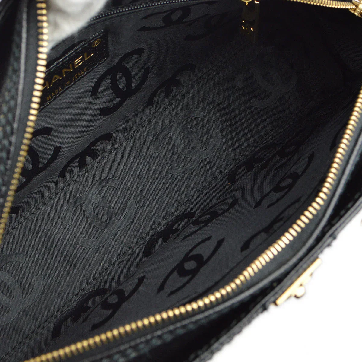 Chanel 2001-2003 Black Caviar Wild Stitch Choco Bar Chain Handbag - Image 8