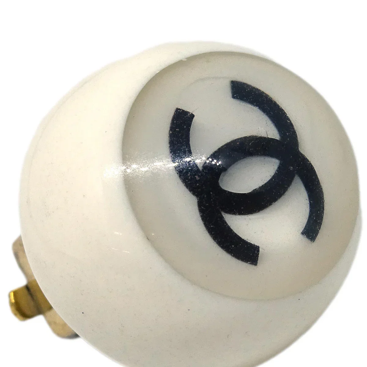 Chanel Button Earrings Clip-On White 01P - Image 2