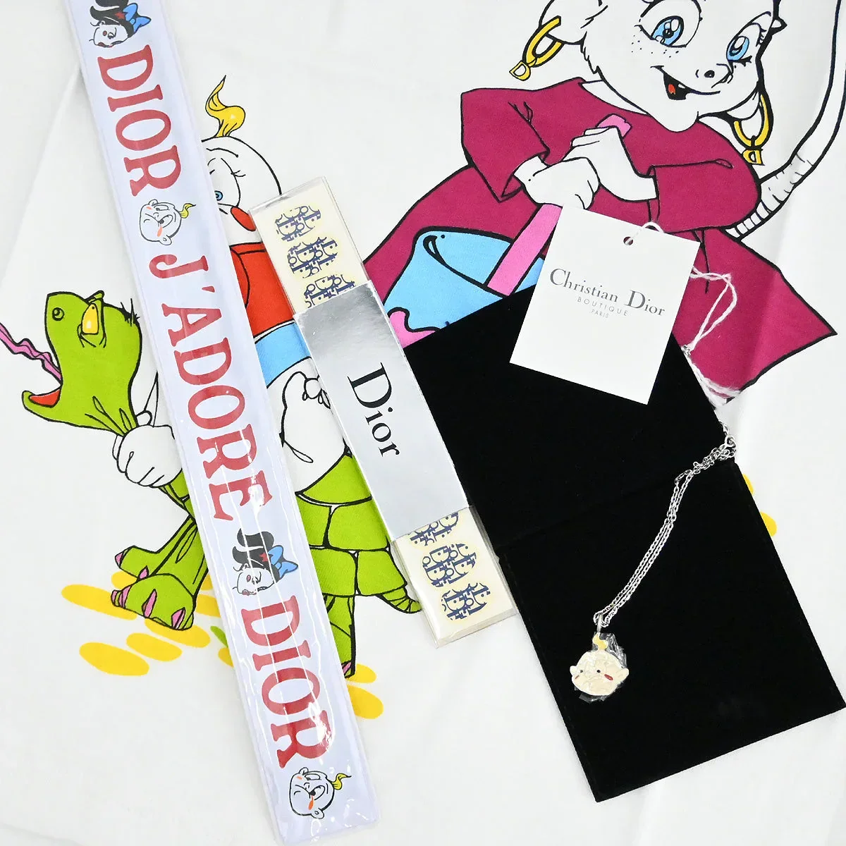 Christian Dior T-shirt Necklace Bangle Nail Seal Set #38 - Image 10