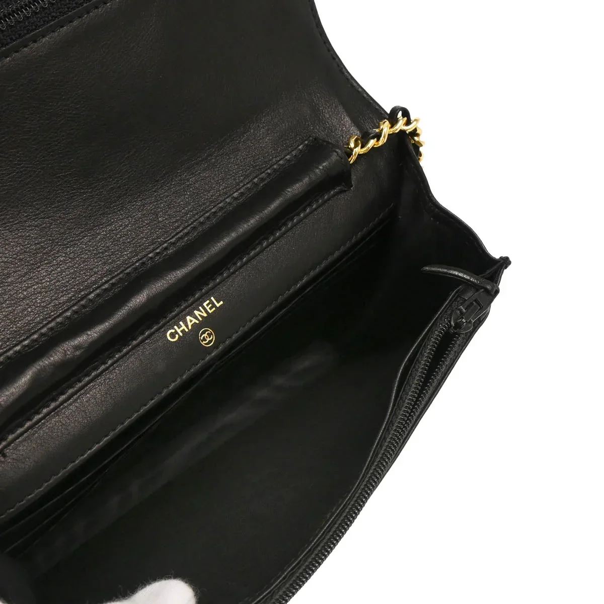 Chanel 1996-1997 Black Caviar Timeless WOC Chain Wallet Bag - Image 3