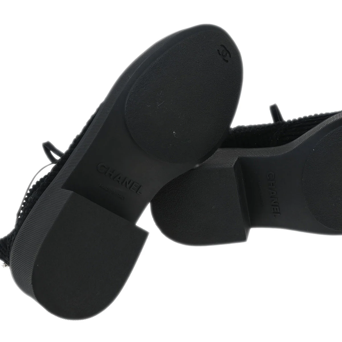 Chanel * Black Corduroy Lace Up Boots #35 - Image 4