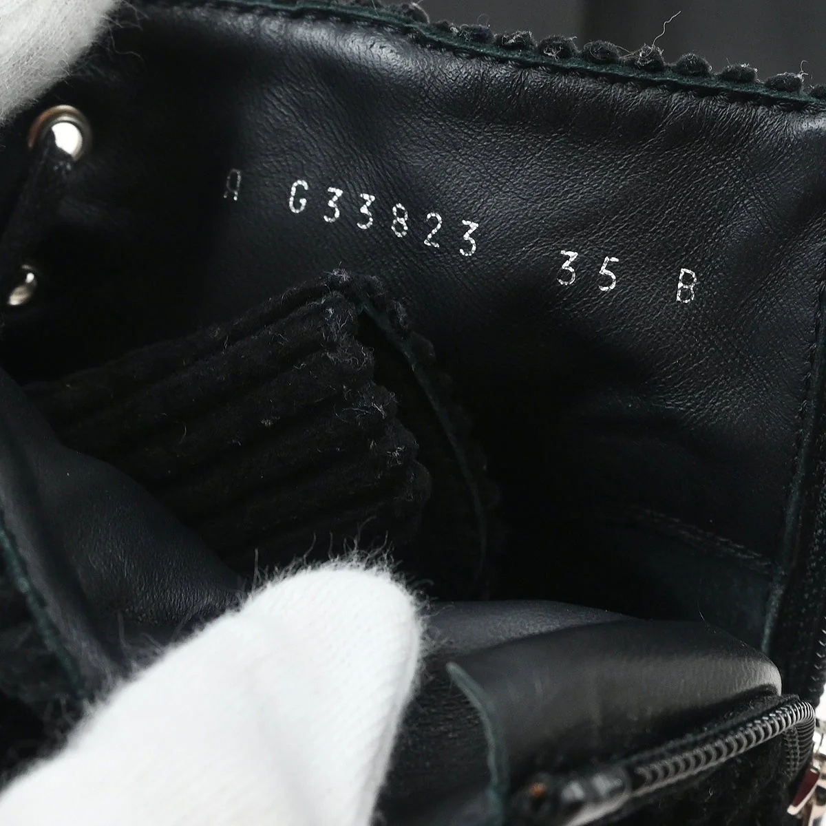 Chanel * Black Corduroy Lace Up Boots #35 - Image 6