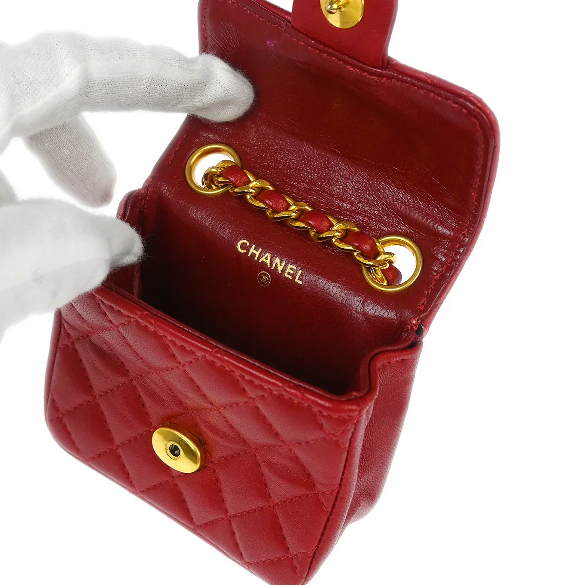 Chanel Red Lambskin Classic Flap Micro Bum Belt Bag - Image 8