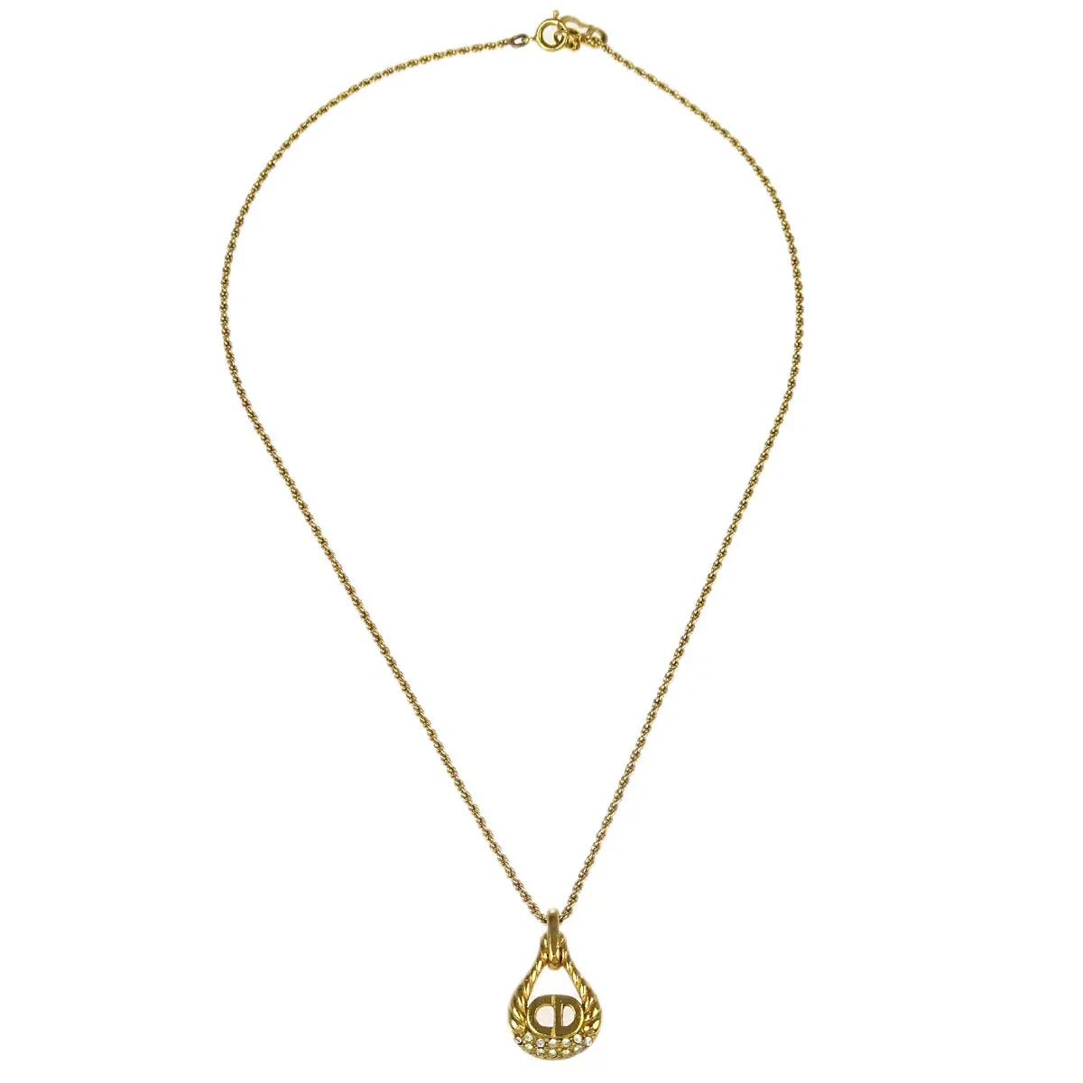 Christian Dior Necklace Pendant Gold Rhinestone - Image 2