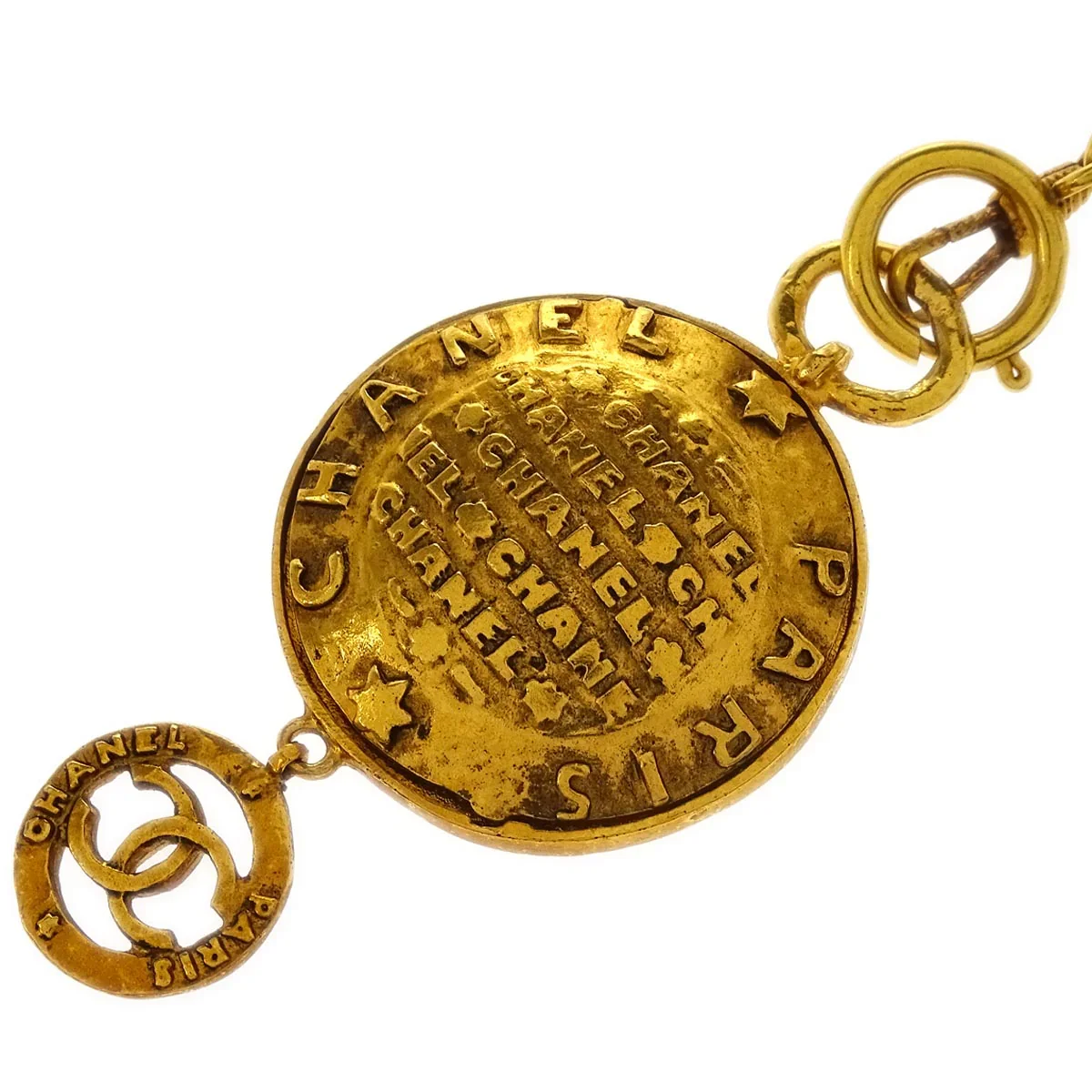 Chanel Chain Pendant Mirror Necklace Gold 28 - Image 3