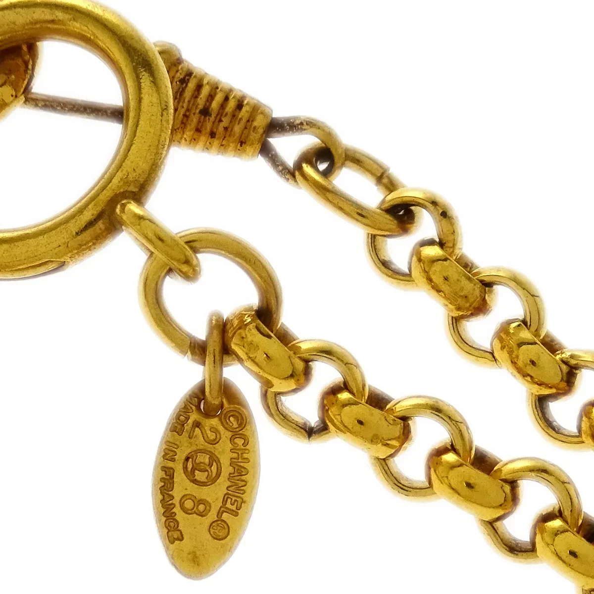 Chanel Chain Pendant Mirror Necklace Gold 28 - Image 4
