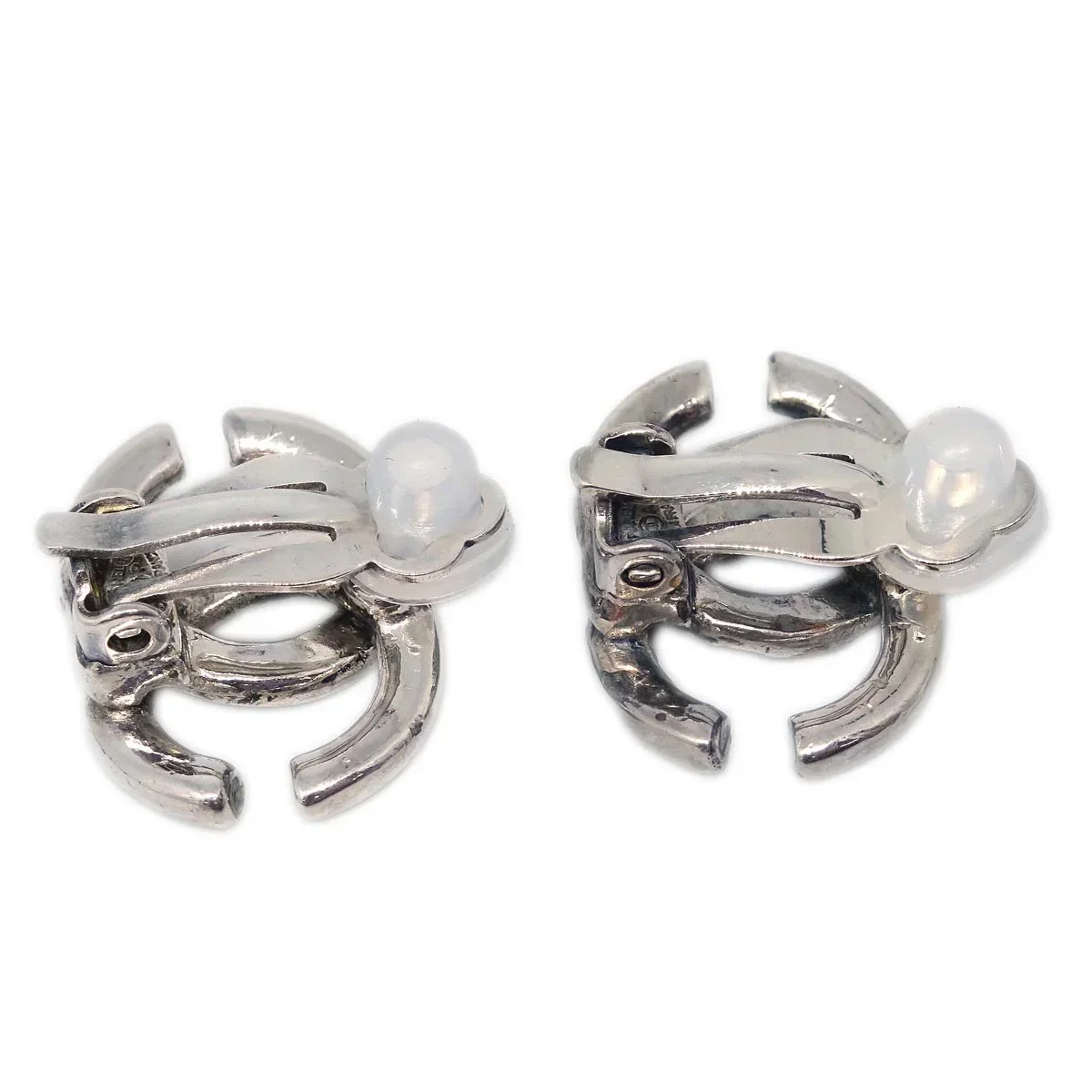 Chanel CC Earrings Clip-On Silver 01A - Image 3
