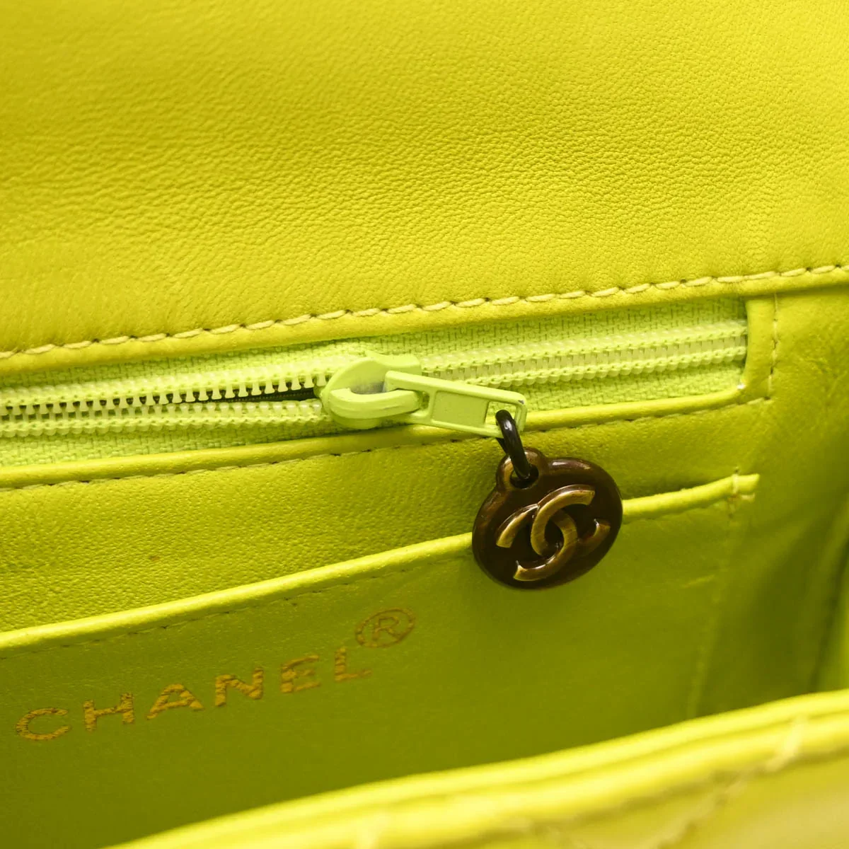 Chanel 1996-1997 Light Green Lambskin Mini Classic Square Flap Shoulder Bag 17 - Image 9