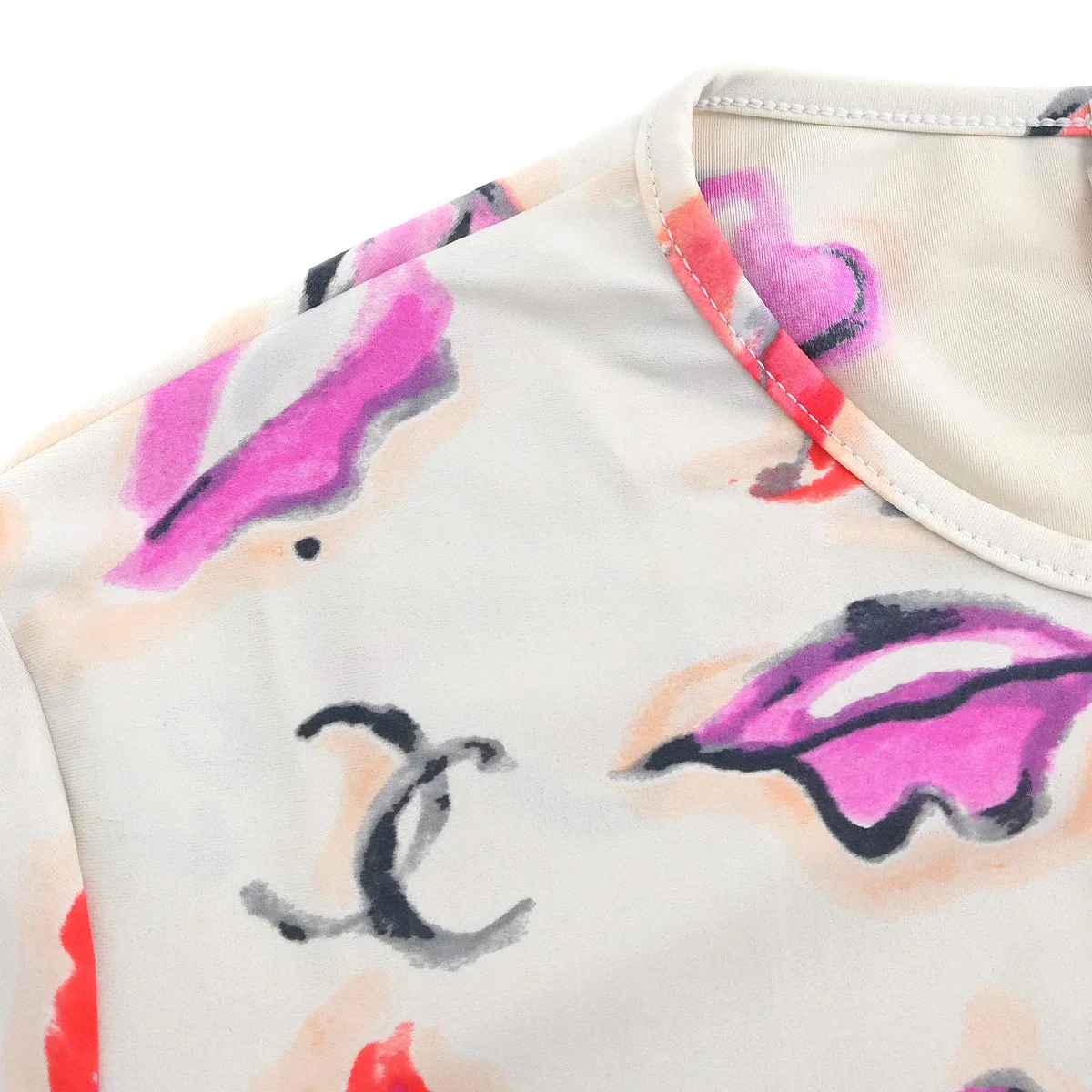 Chanel Lipstick Cropped T-shirt Top White #44 - Image 8