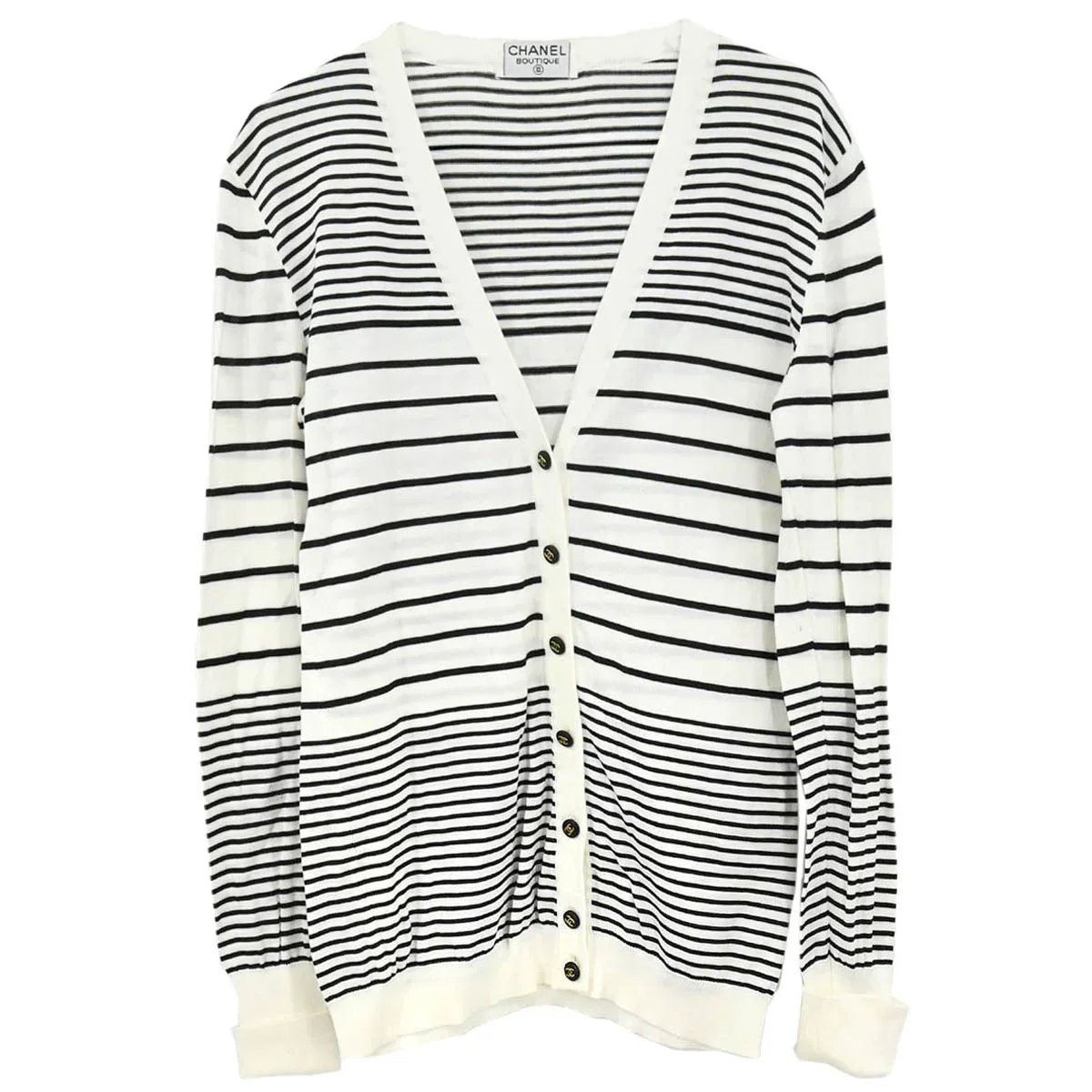 Chanel Striped Cardigan White #40