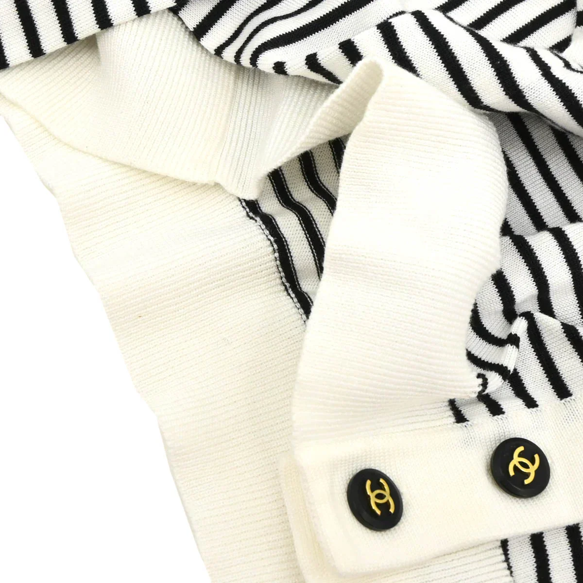 Chanel Striped Cardigan White #40 - Image 3