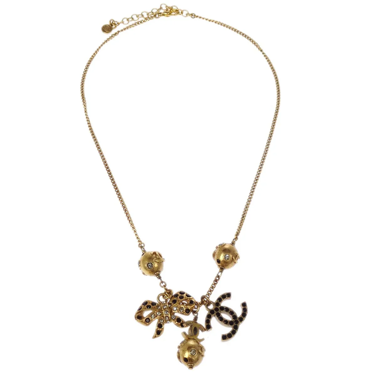 Chanel Icon Gold Chain Pendant Necklace Rhinestone 03P - Image 2
