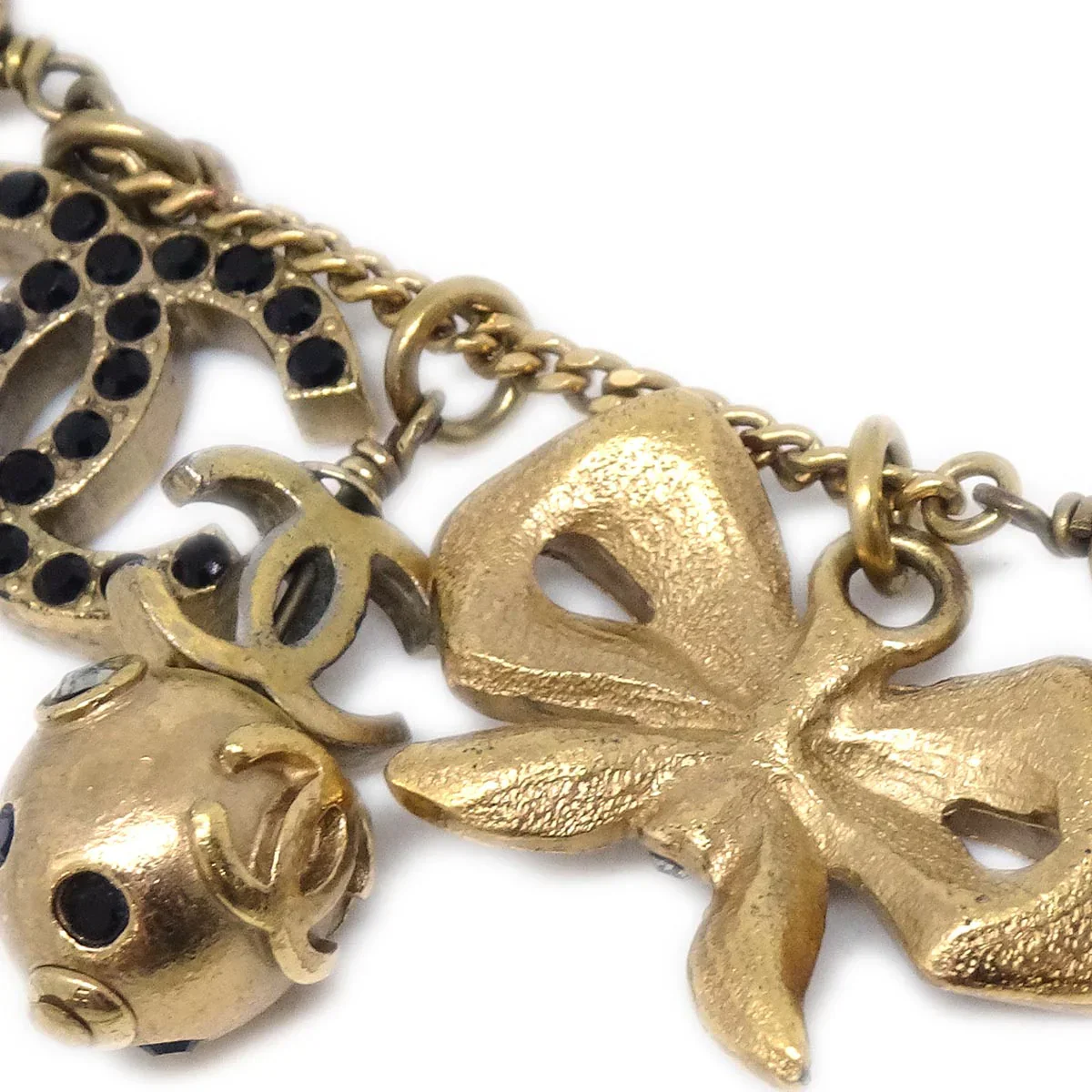 Chanel Icon Gold Chain Pendant Necklace Rhinestone 03P - Image 3