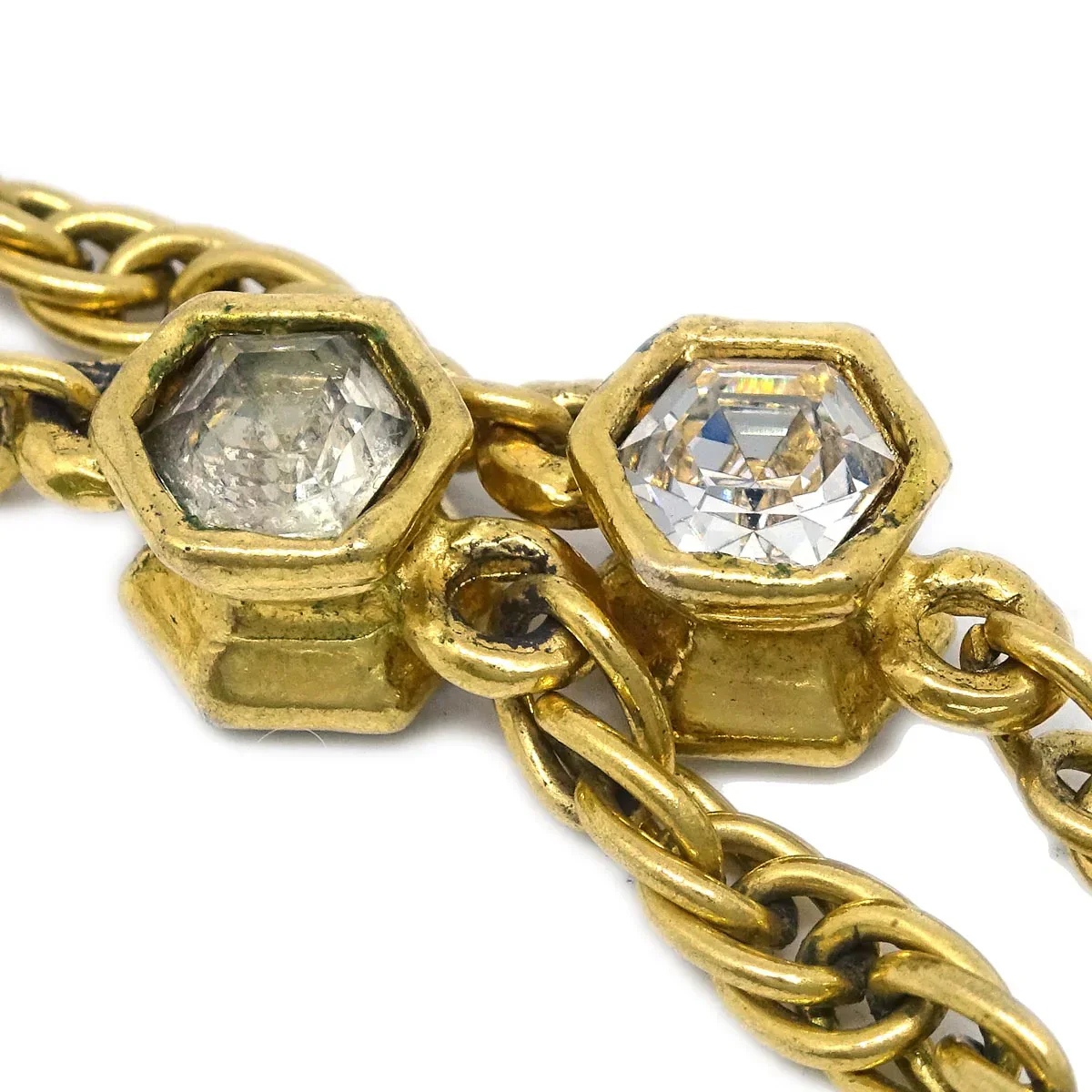 Chanel Gold CC Chain Pendant Necklace Rhinestone - Image 2