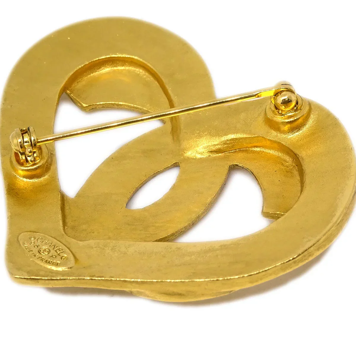 Chanel Heart Brooch Pin Gold 95P - Image 3