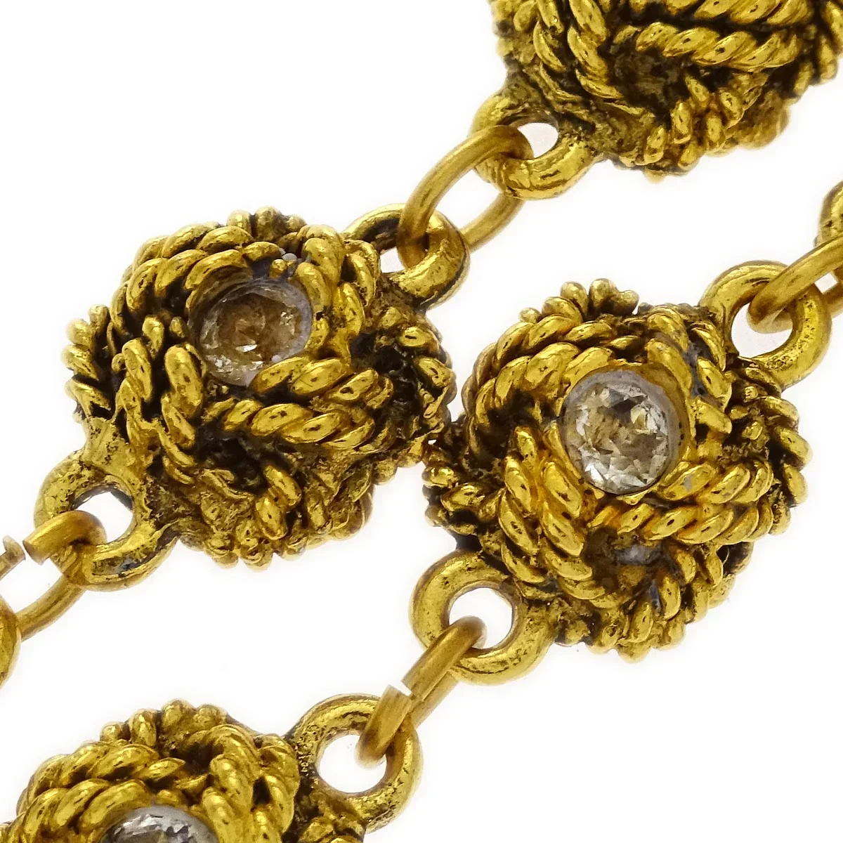 Chanel Chain Necklace Gold Rhinestone - Image 2