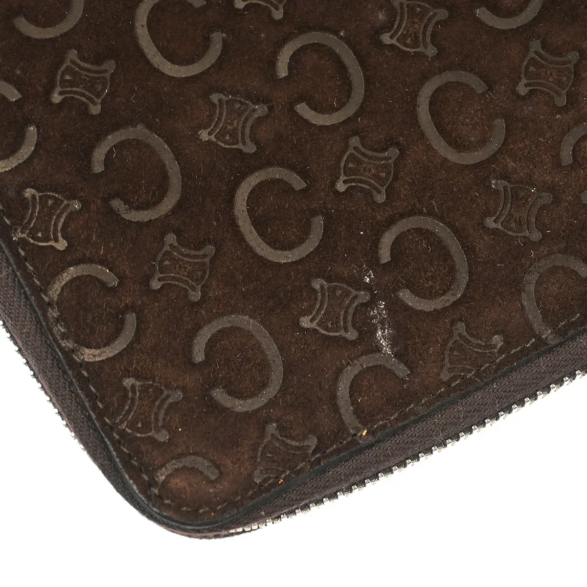 Celine Brown Suede Macadam Pouch Wallet - Image 4