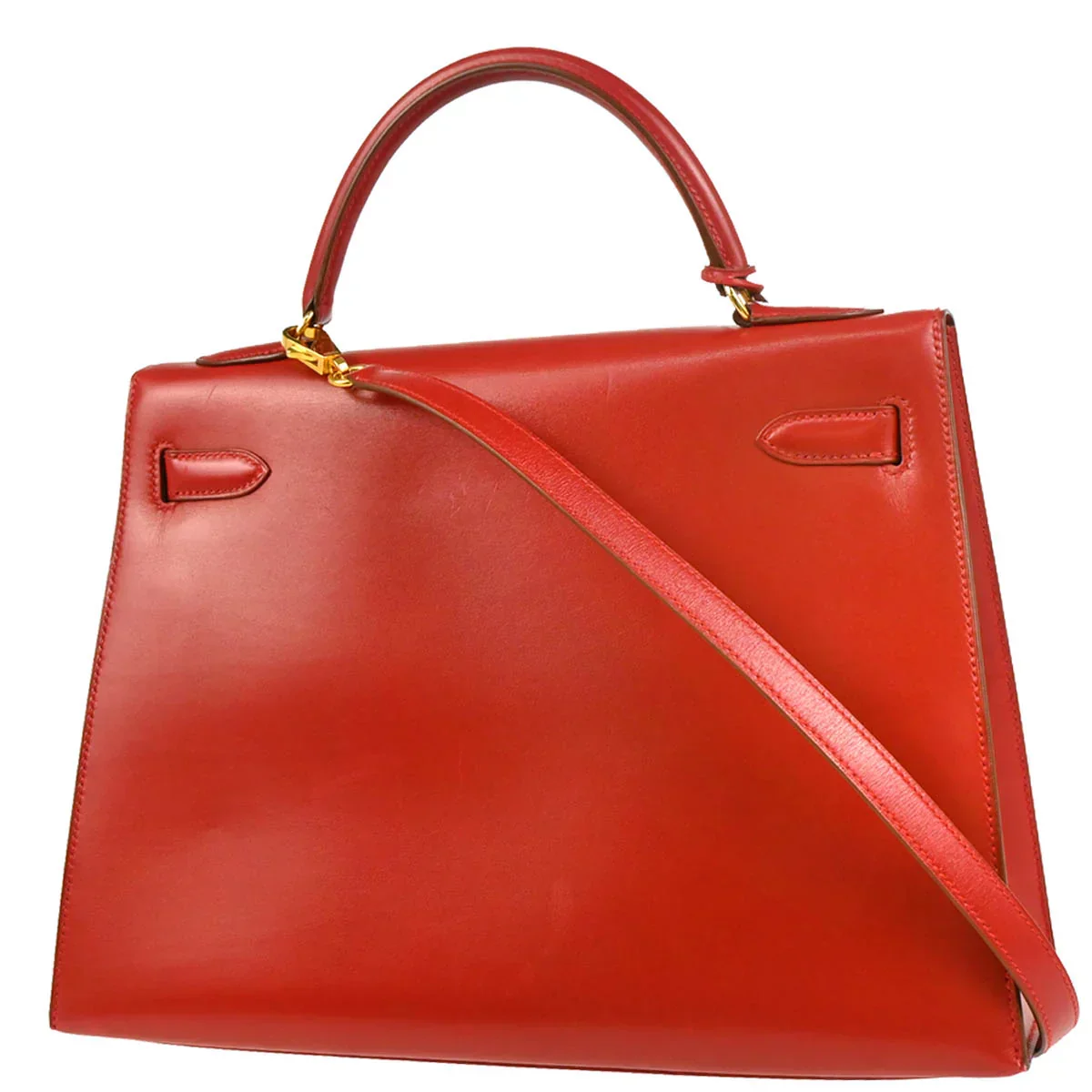 Hermes 1993 Red Box Calf Kelly 32 Sellier 2way Shoulder Handbag - Image 2