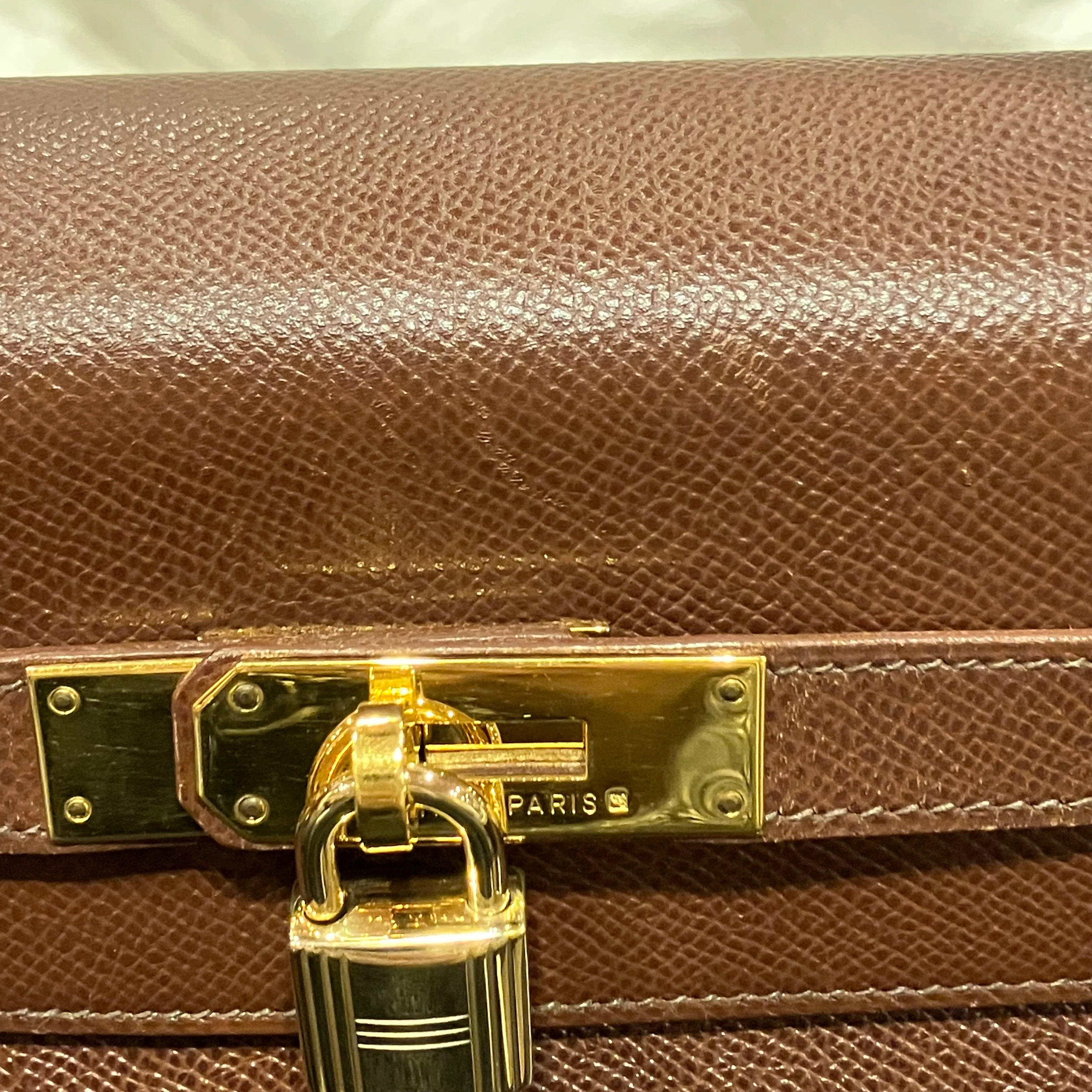 Hermes 1994 Marron Fonce Courchevel Kelly 32 Retourne 2way Shoulder Handbag - Image 12