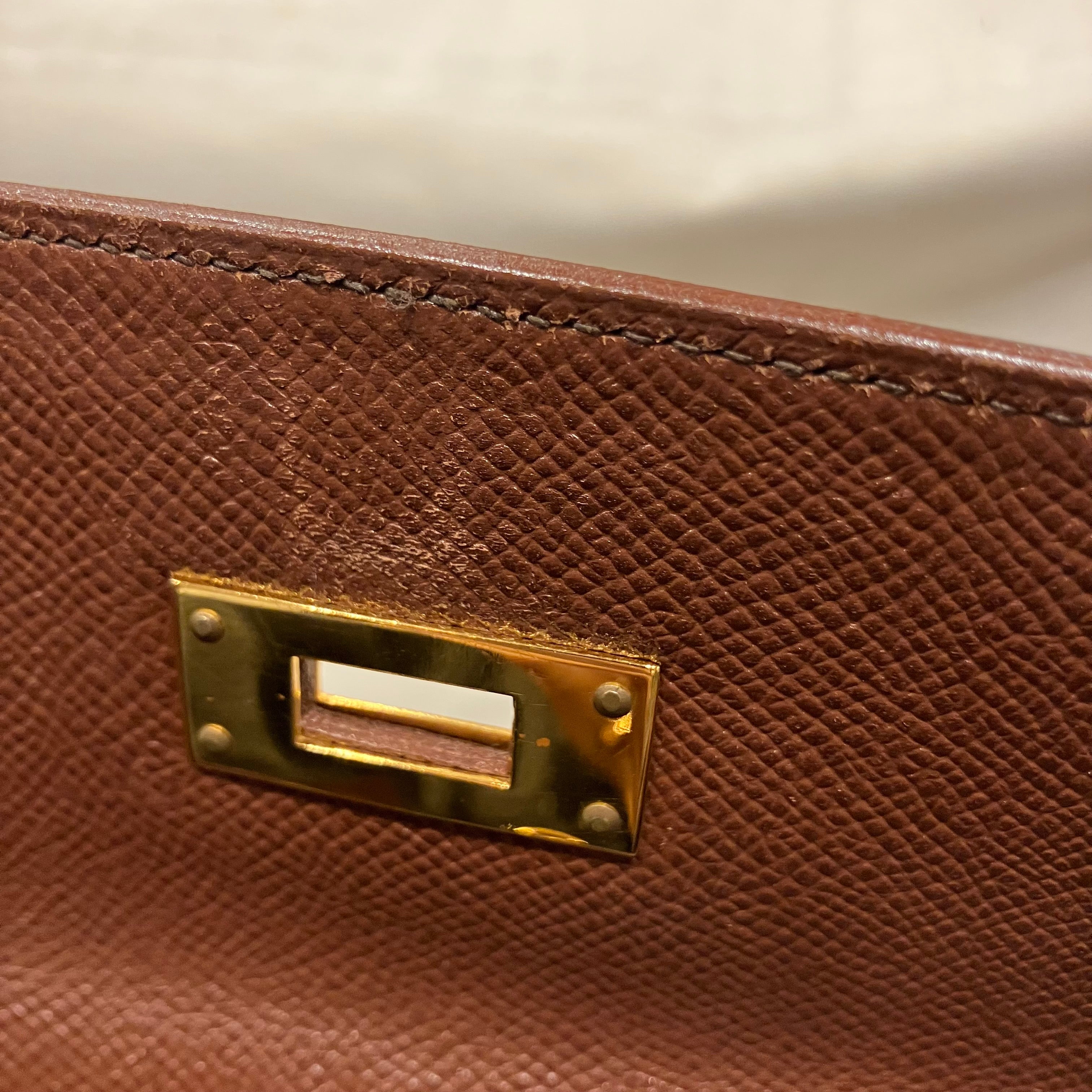 Hermes 1994 Marron Fonce Courchevel Kelly 32 Retourne 2way Shoulder Handbag - Image 15