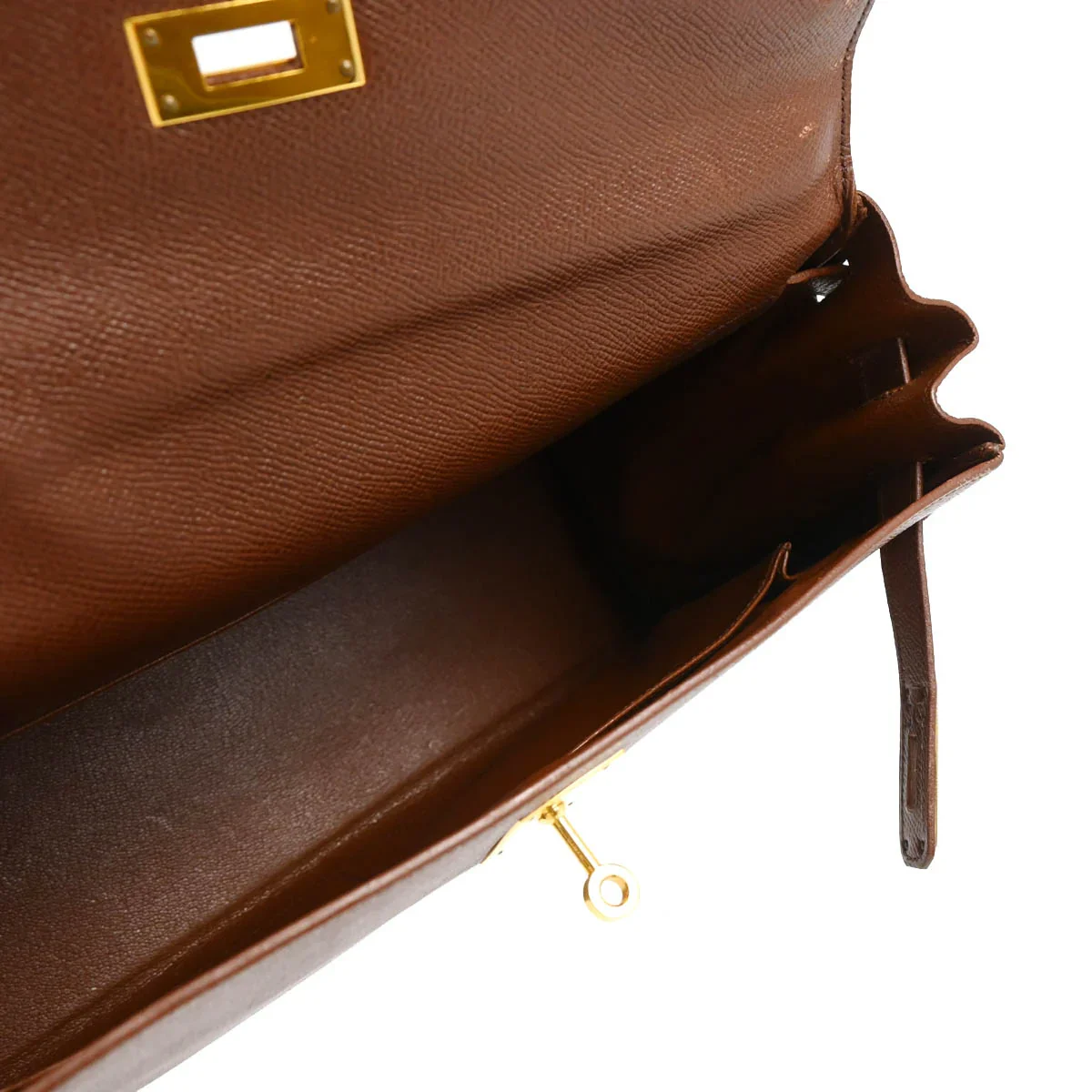 Hermes 1994 Marron Fonce Courchevel Kelly 32 Retourne 2way Shoulder Handbag - Image 4