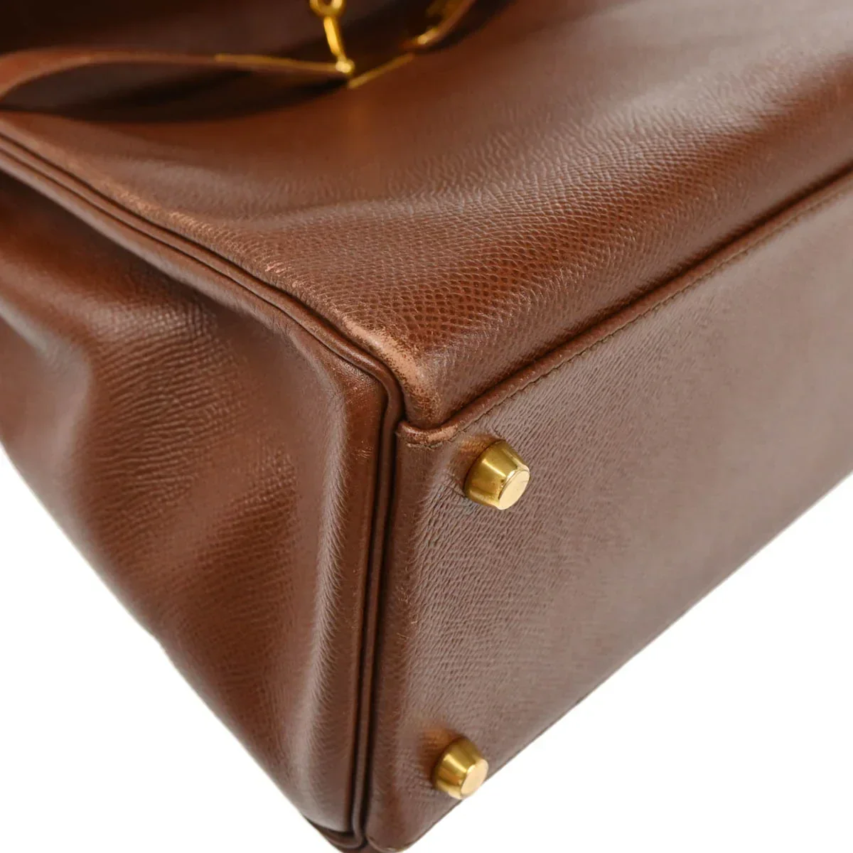 Hermes 1994 Marron Fonce Courchevel Kelly 32 Retourne 2way Shoulder Handbag - Image 5