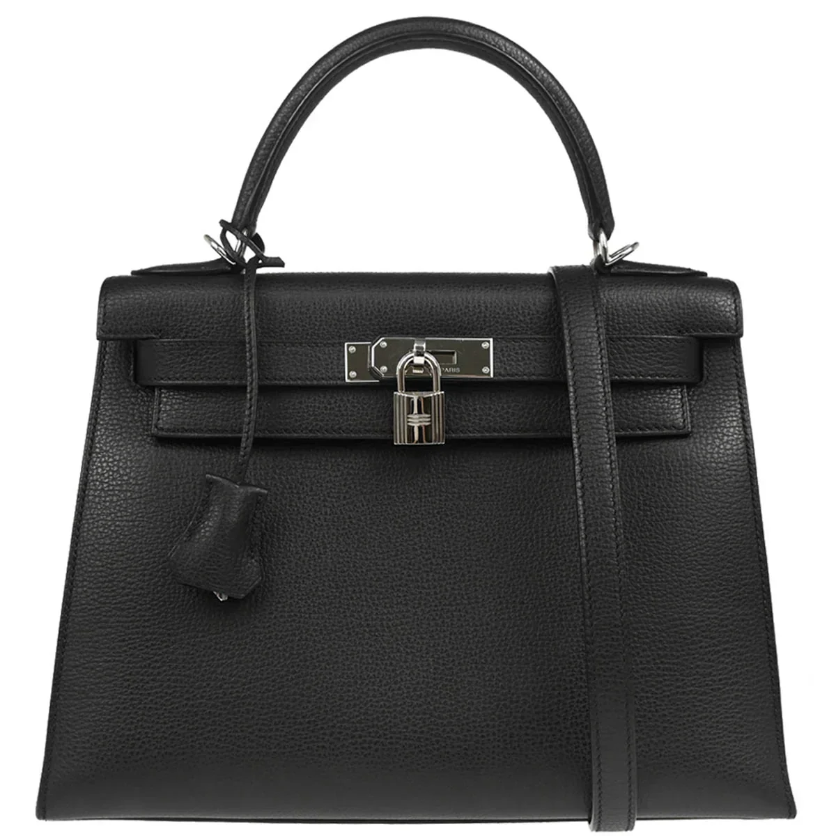 Hermes 2006 Black Togo Kelly 28 Sellier 2way Shoulder Handbag