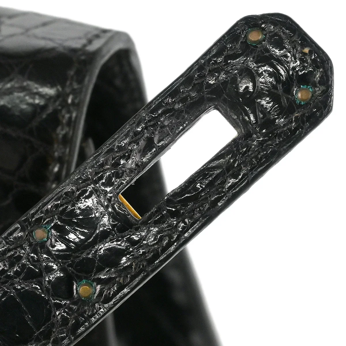 Hermes * 1996 Black Alligator Kelly 32 Sellier Handbag - Image 4