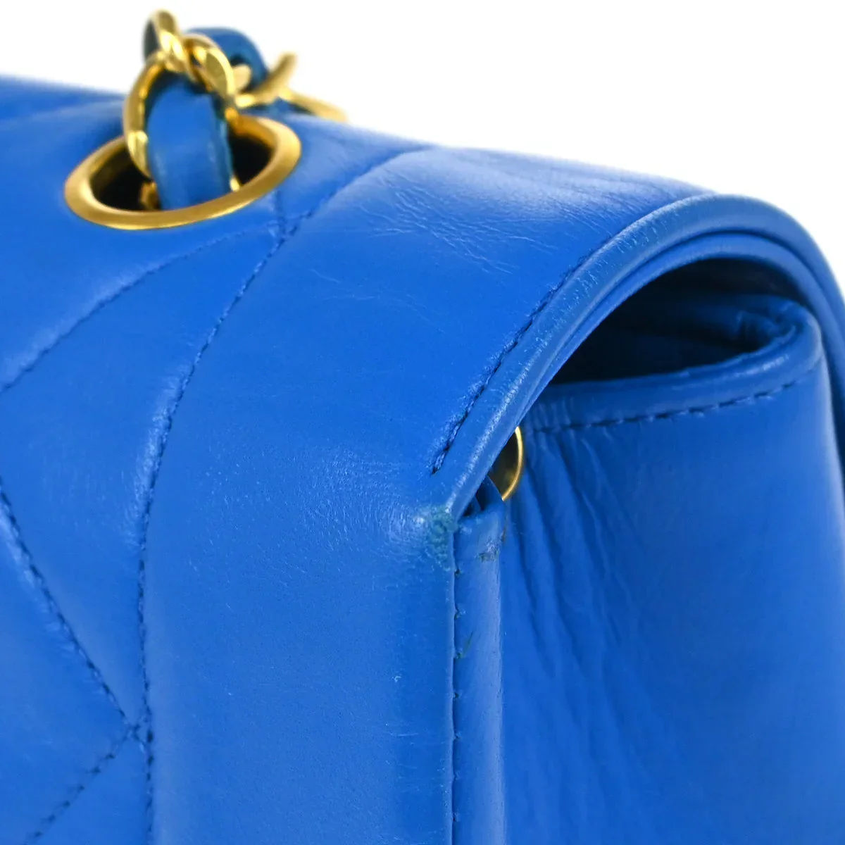 Chanel 1989-1991 Blue Lambskin Shoulder Bag - Image 5