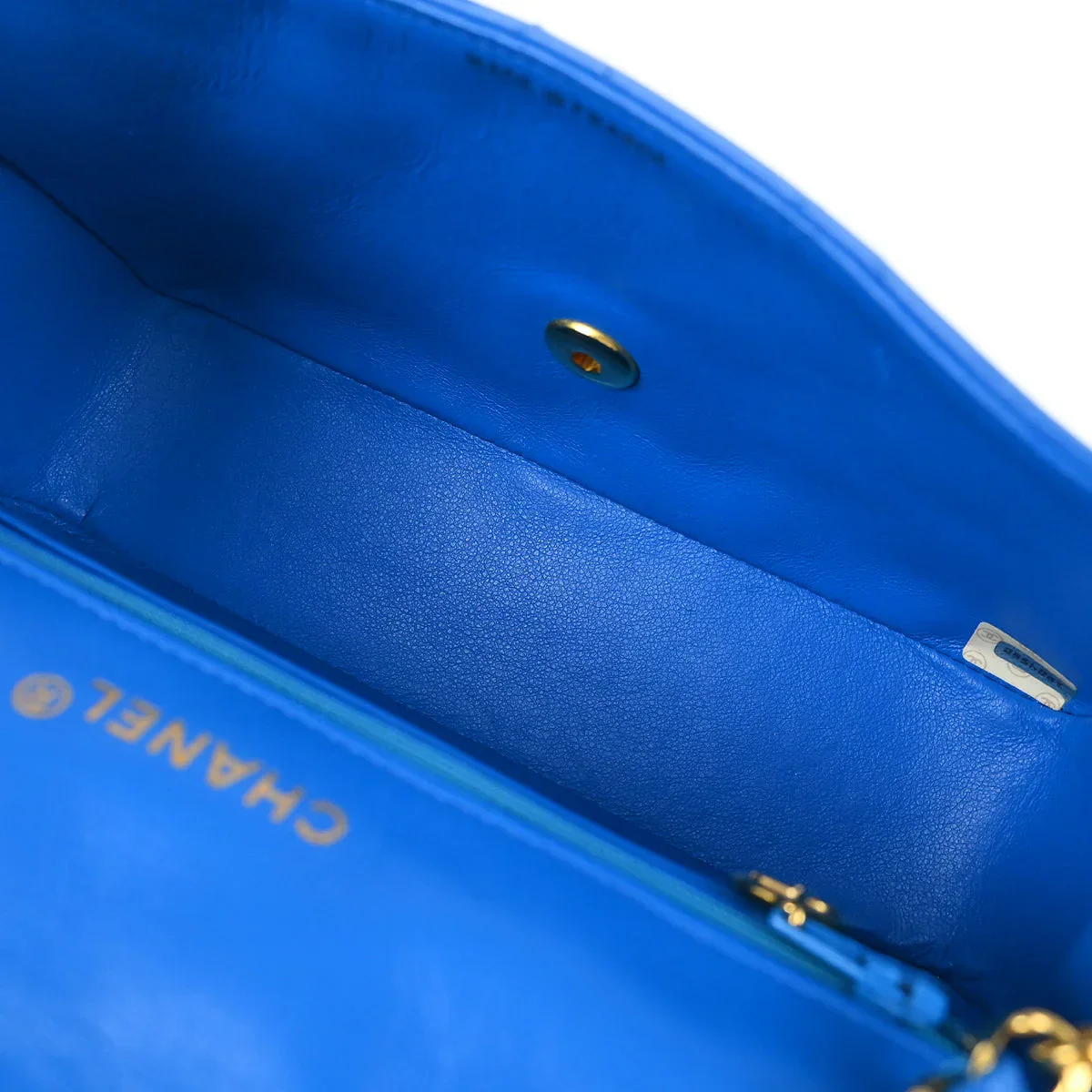 Chanel 1989-1991 Blue Lambskin Shoulder Bag - Image 8