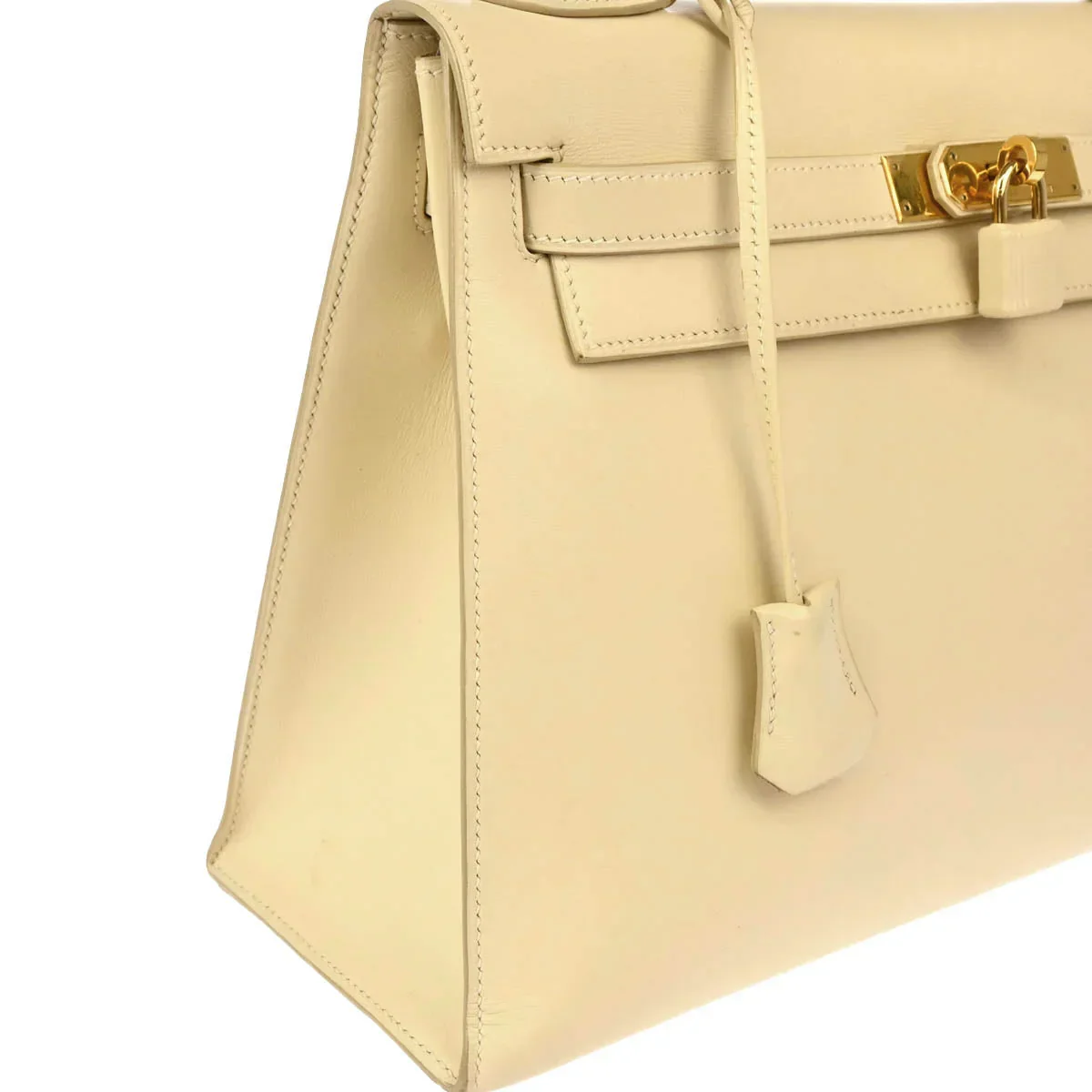 Hermes 2000 Beige Box Calf Kelly 32 Sellier 2way Shoulder Handbag - Image 3