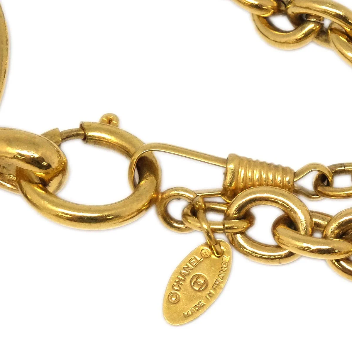 Chanel Gold Quilted CC Chain Pendant Necklace 3860 - Image 3