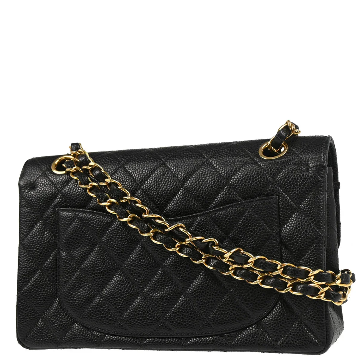 Chanel 2002-2003 Black Caviar Small Classic Double Flap Shoulder Bag - Image 2