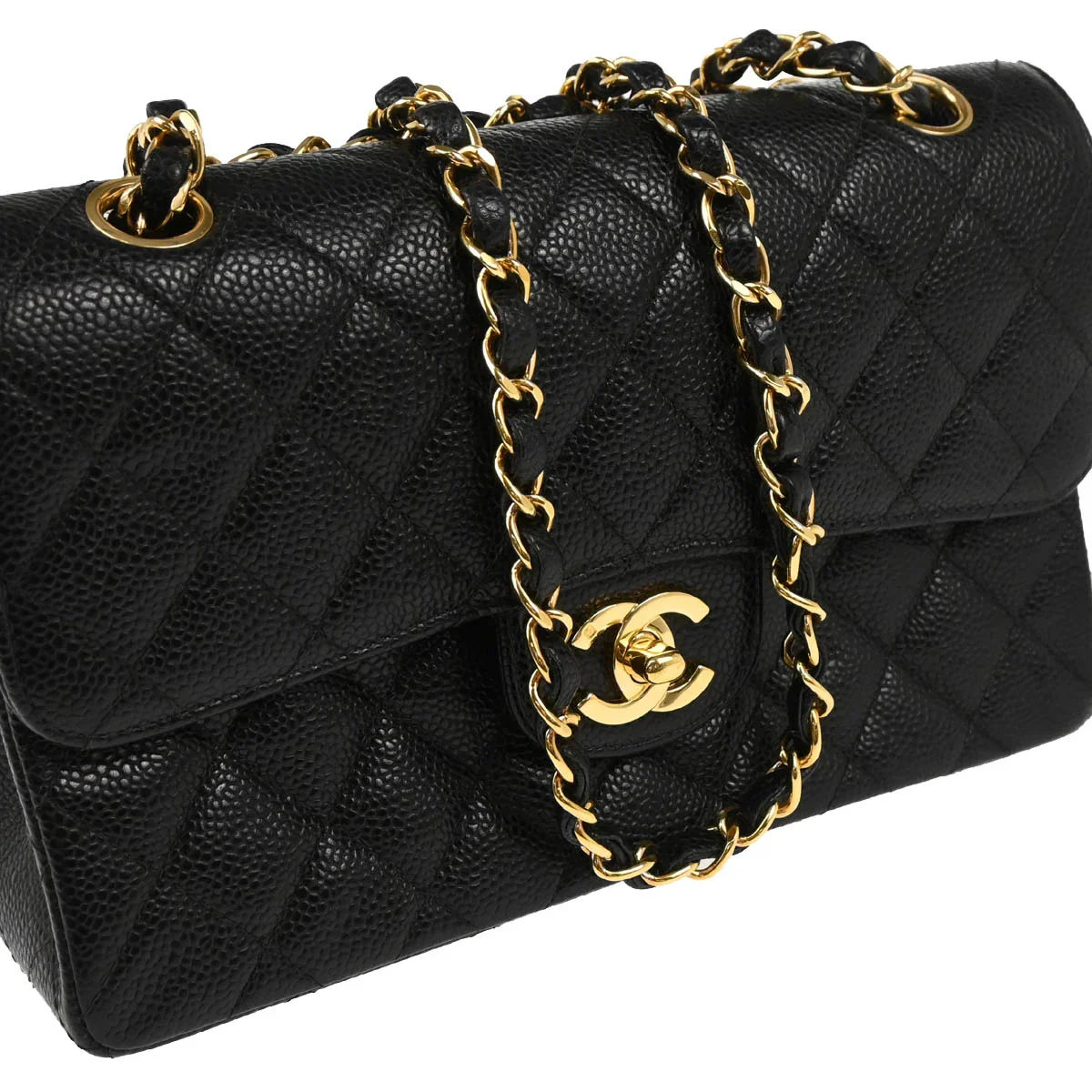 Chanel 2002-2003 Black Caviar Small Classic Double Flap Shoulder Bag - Image 3