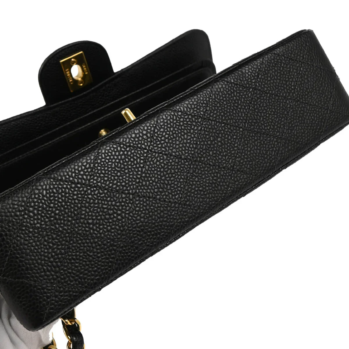 Chanel 2002-2003 Black Caviar Small Classic Double Flap Shoulder Bag - Image 5