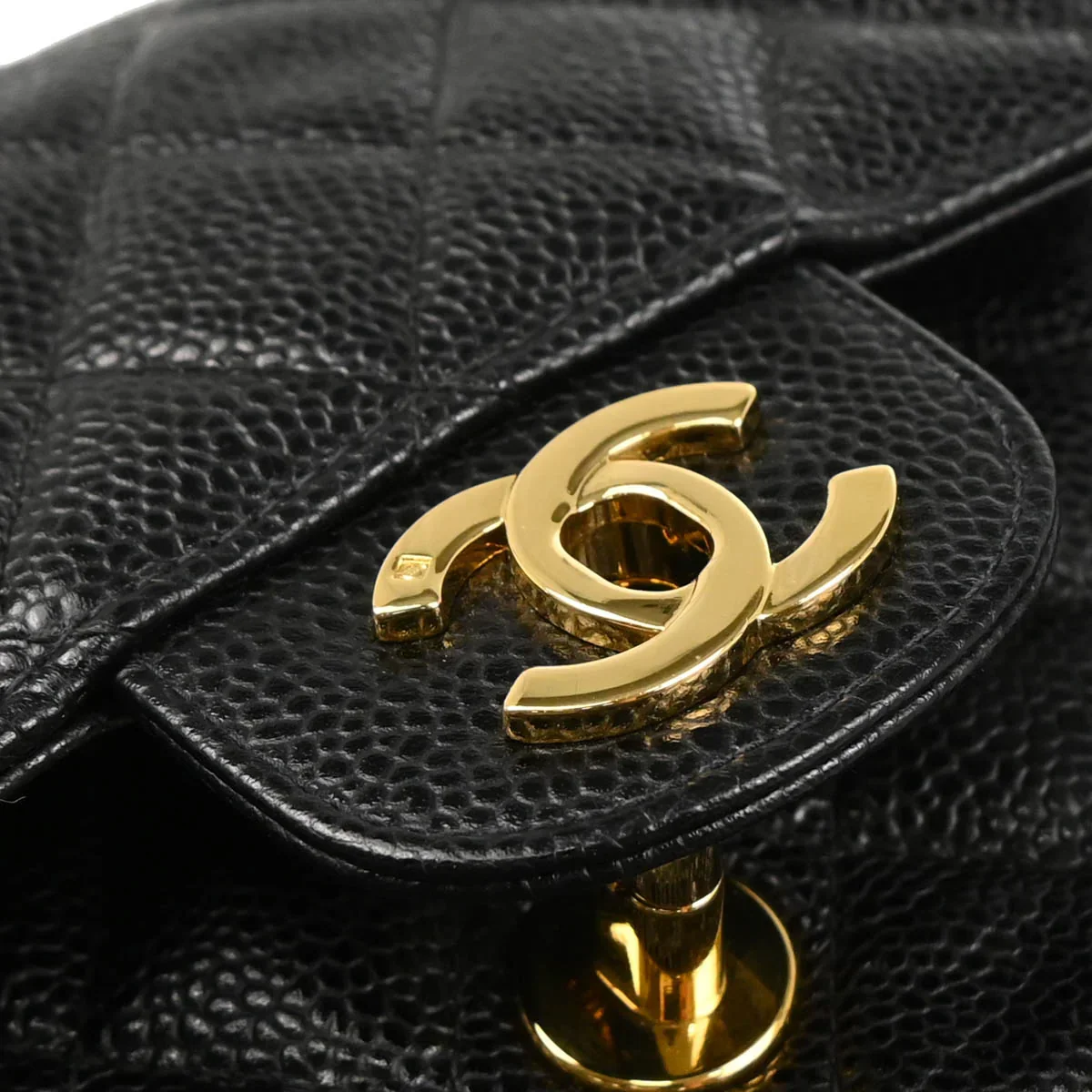 Chanel 2002-2003 Black Caviar Small Classic Double Flap Shoulder Bag - Image 6