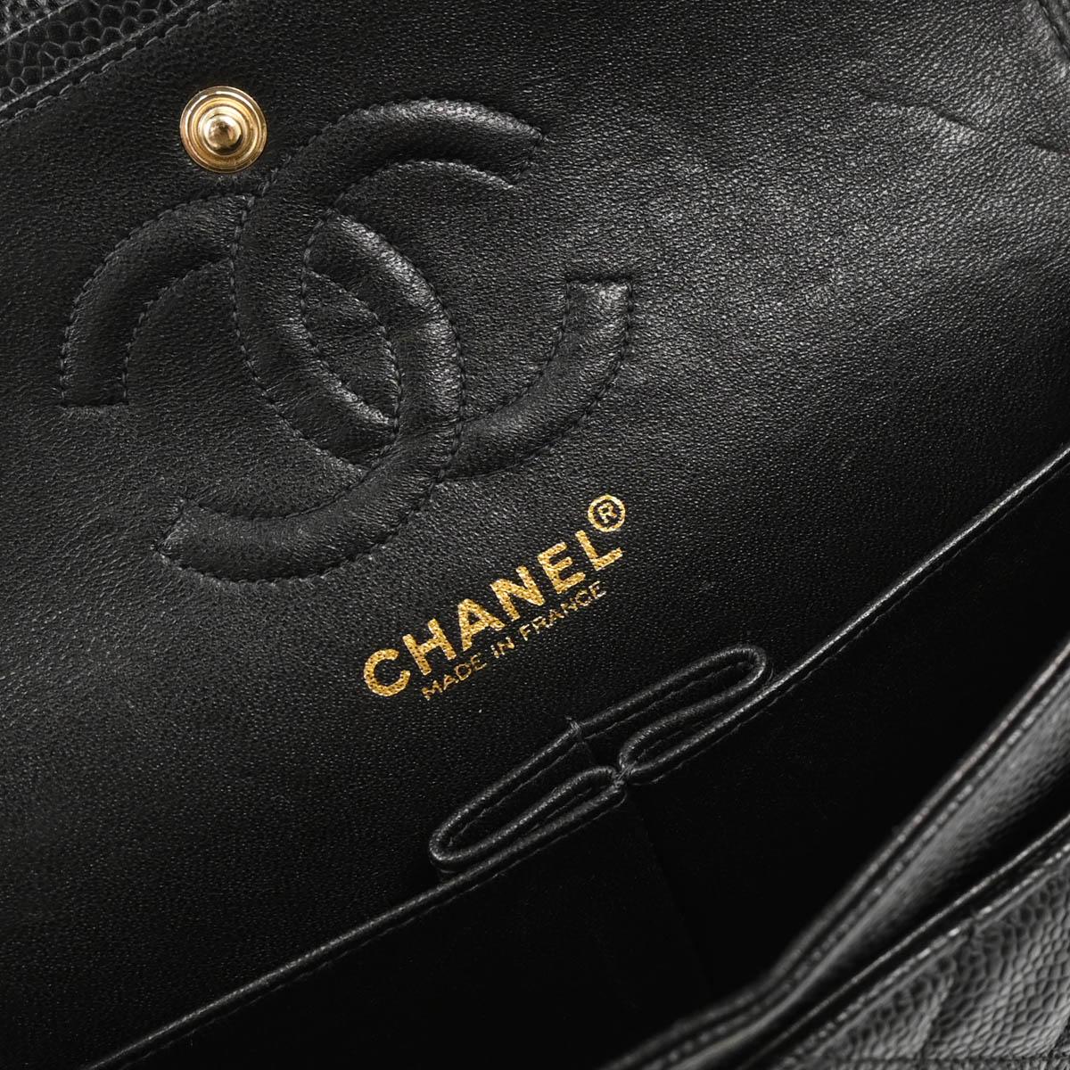 Chanel 2002-2003 Black Caviar Small Classic Double Flap Shoulder Bag - Image 9