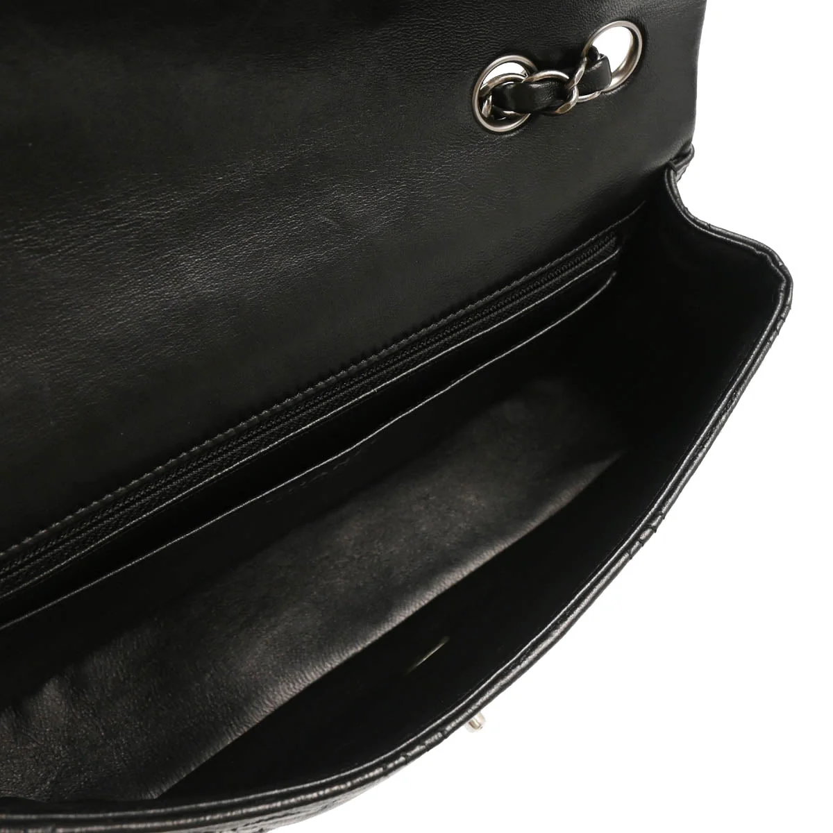 Chanel 2014 Black Lambskin CC Stitch Single Flap Shoulder Bag - Image 4