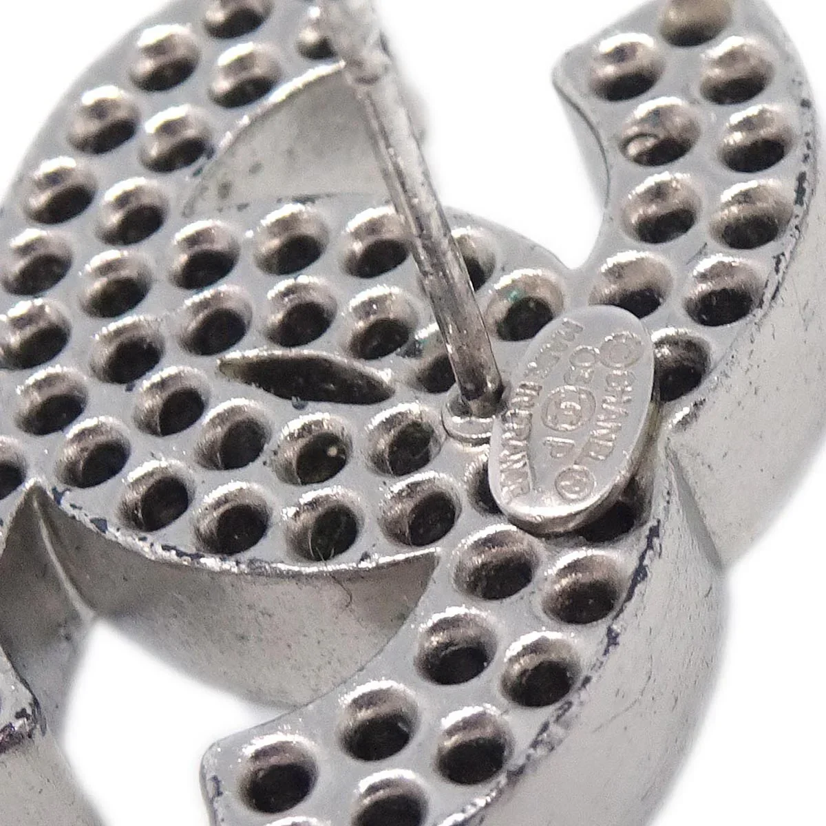 Chanel CC Piercing Earrings Silver 03P - Image 4