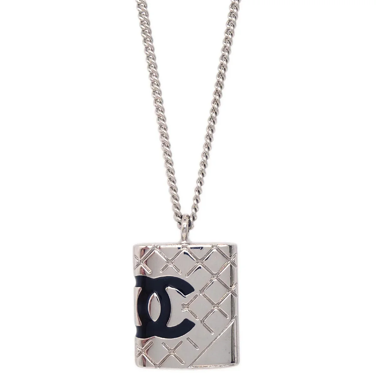 Chanel Cambon Ligne Chain Necklace Pendant Silver 05C