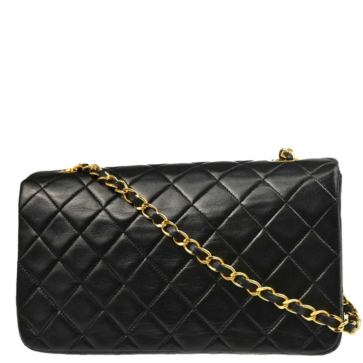 Chanel 1989-1991 Black Lambskin Turnlock Small Full Flap Shoulder Bag - Image 2