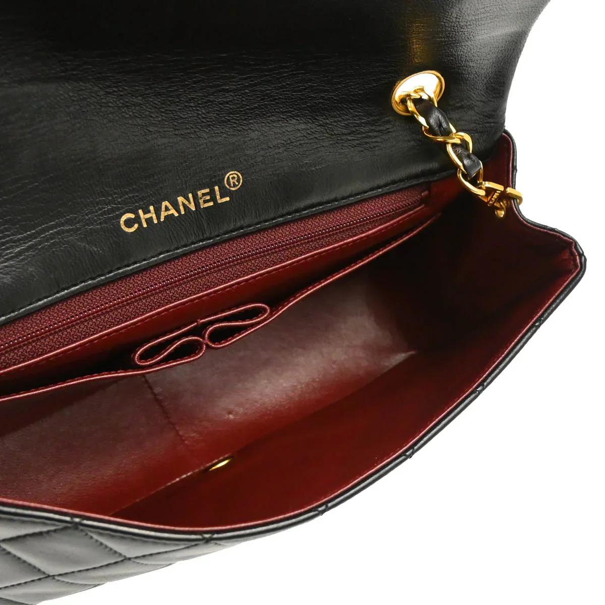 Chanel 1989-1991 Black Lambskin Turnlock Small Full Flap Shoulder Bag - Image 4