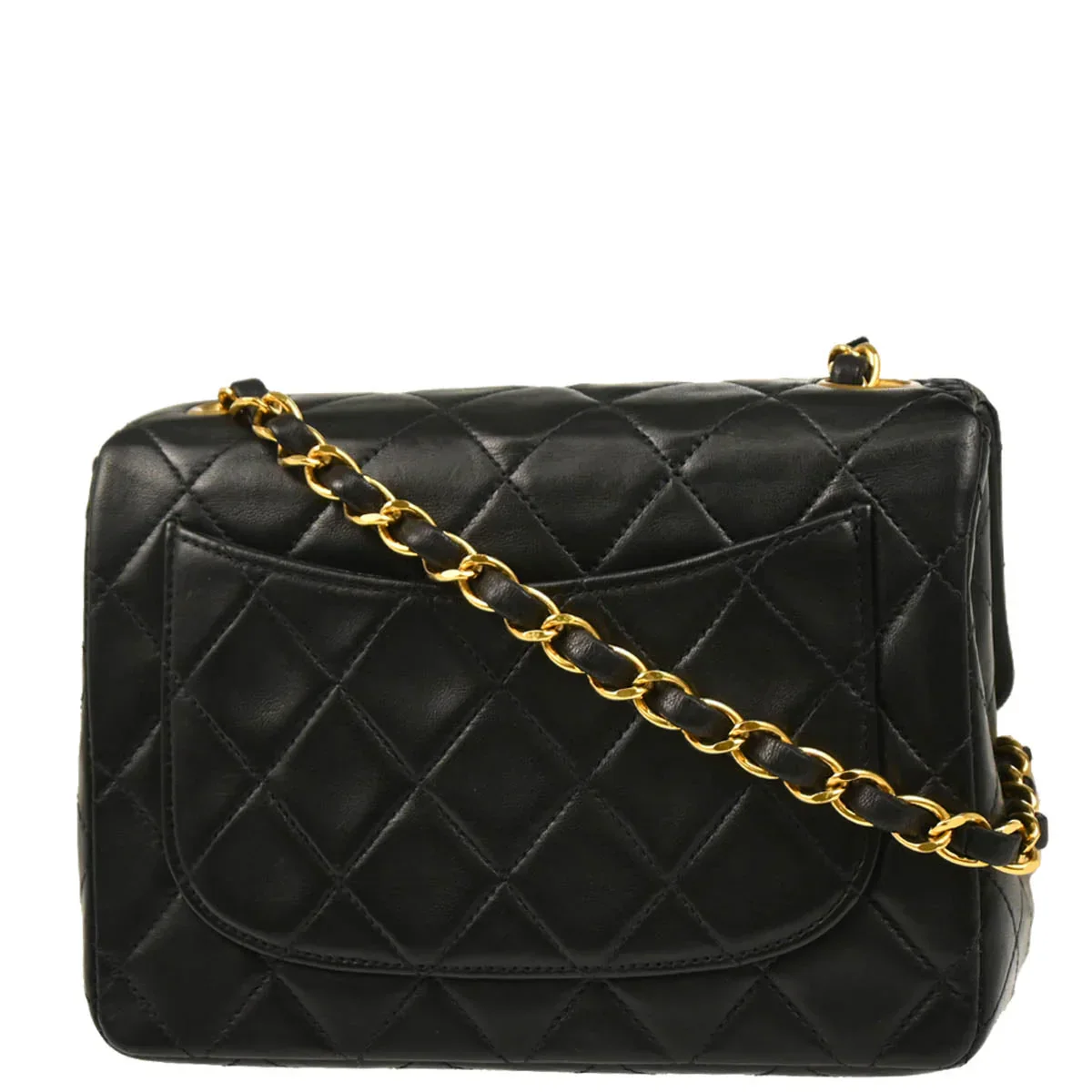 Chanel 1996-1997 Black Lambskin Mini Classic Square Flap Shoulder Bag - Image 2