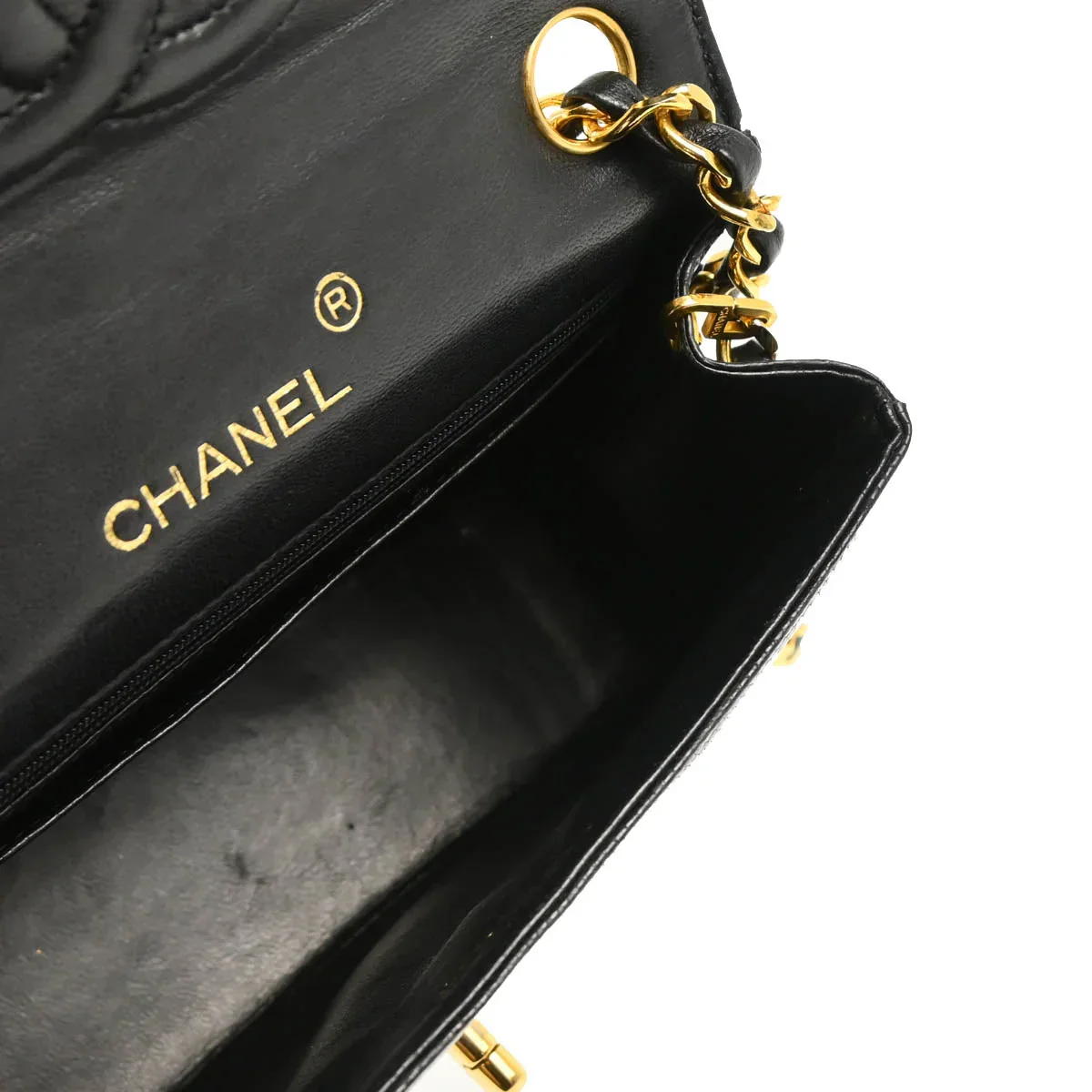 Chanel * 1986-1988 Black Lizard Mini Classic Square Flap Shoulder Bag - Image 4