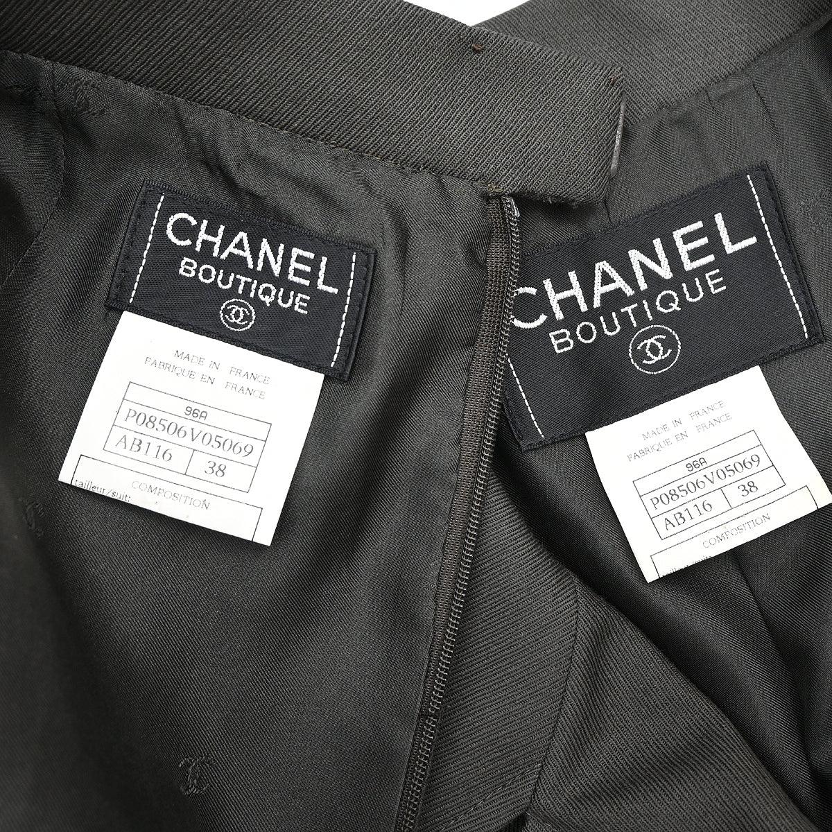 Chanel 1996 Setup Suit Jacket Skirt Gray #38 - Image 10