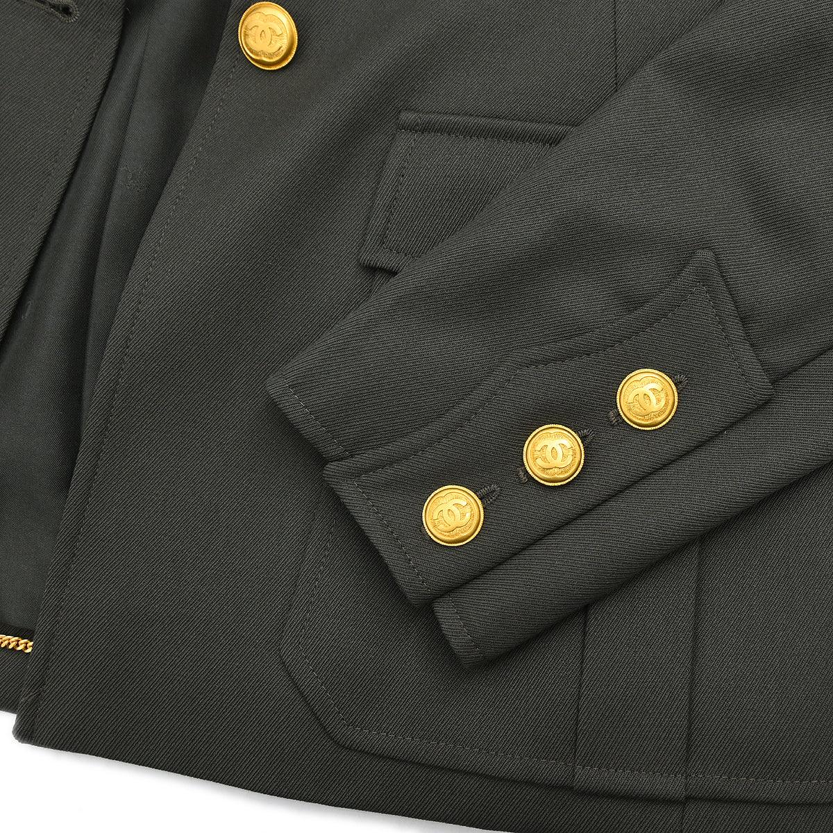 Chanel 1996 Setup Suit Jacket Skirt Gray #38 - Image 5