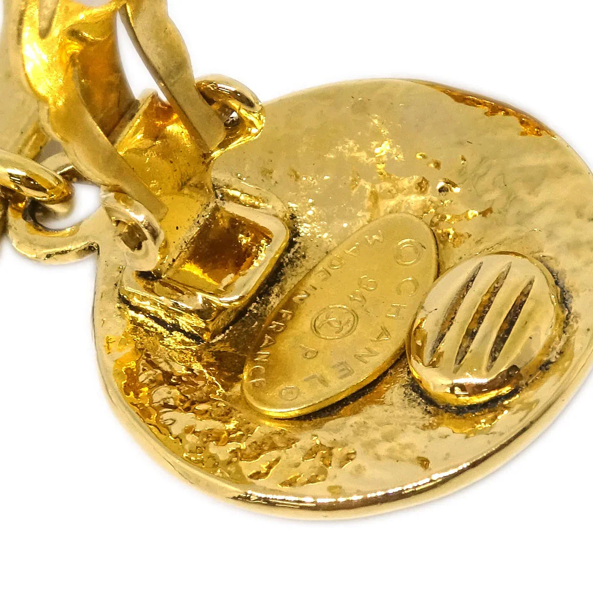 Chanel Dangle Earrings CC Clip-On Gold 94P - Image 4