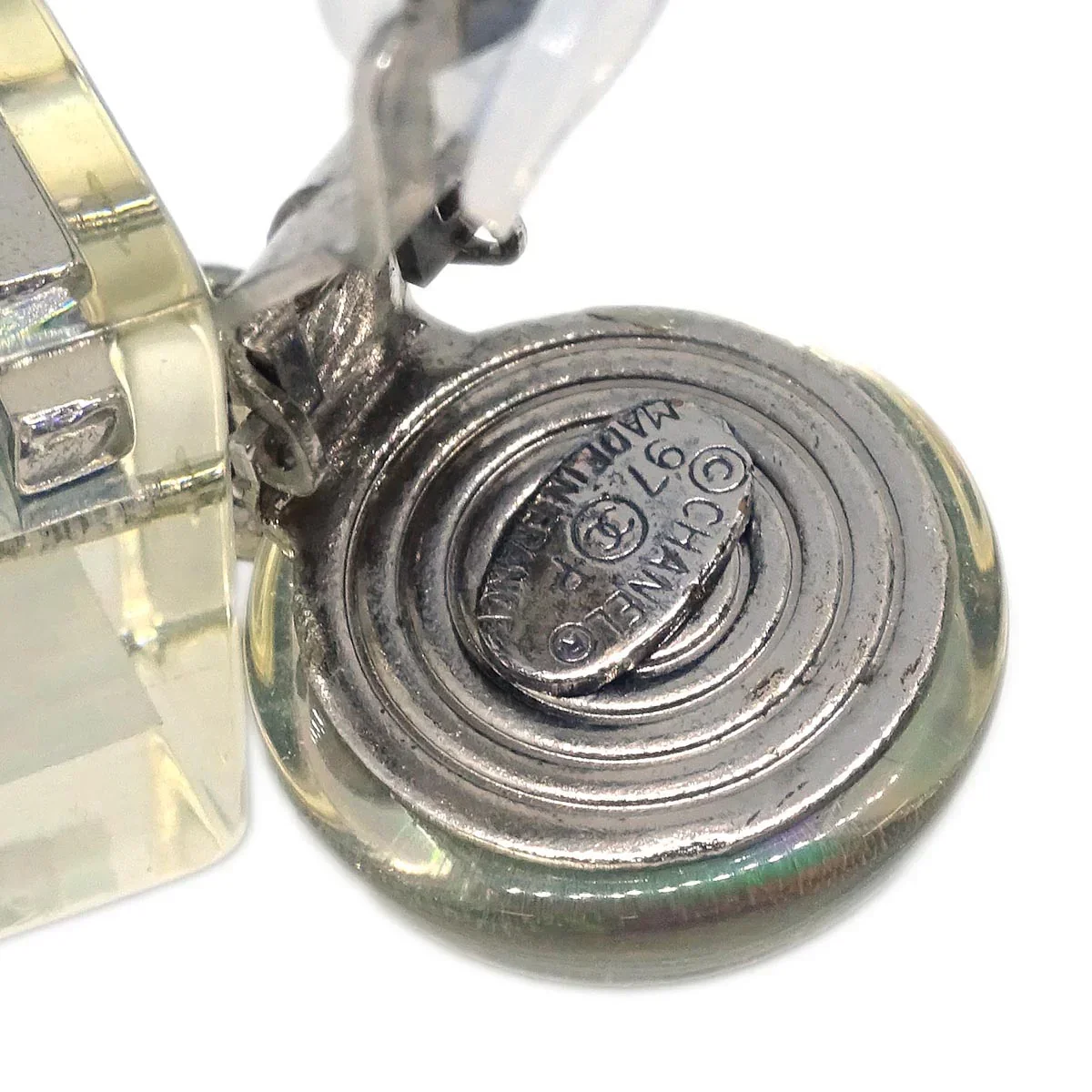 Chanel Dangle Cube Earrings Clip-On Clear 97P - Image 4