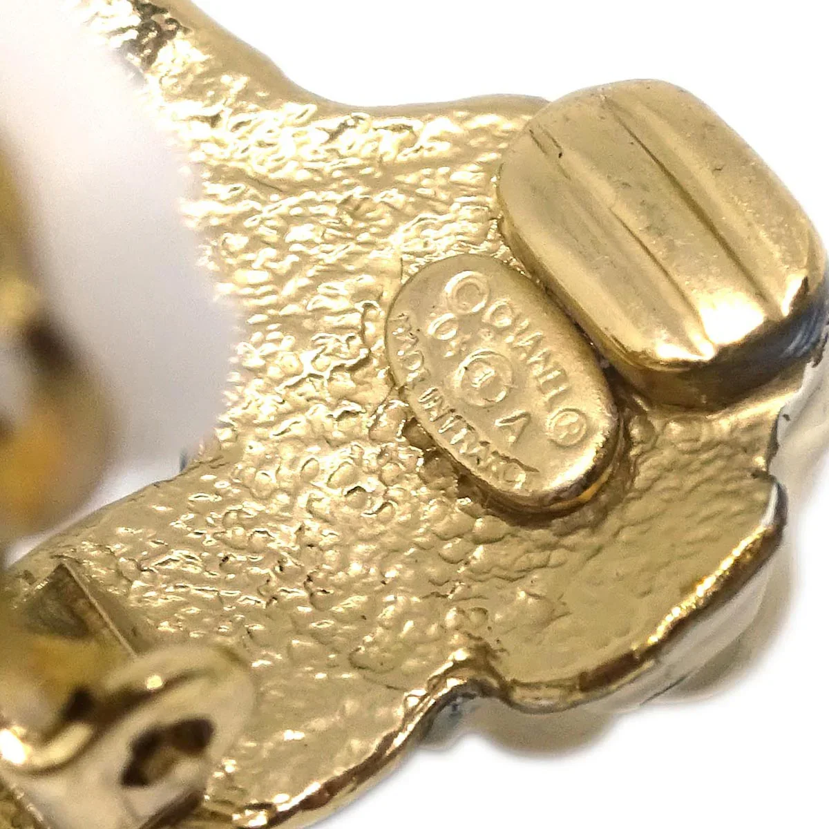 Chanel Gold White Camellia Earrings Clip-On 04A - Image 4