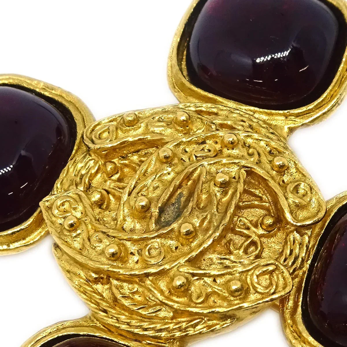 Chanel Gripoix Brooch Pin Gold Red 94A - Image 2